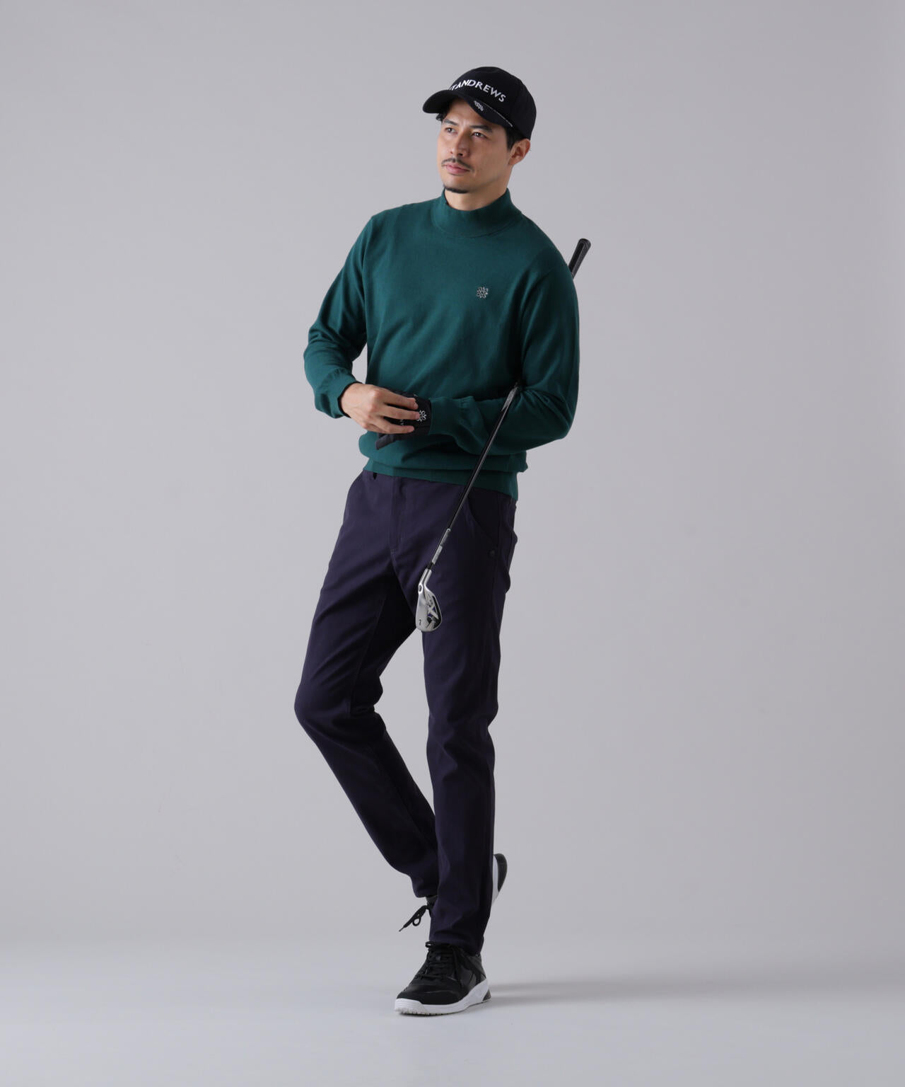 カシミヤタッチ天竺モックネックニットプルオーバー (MENS) | ST