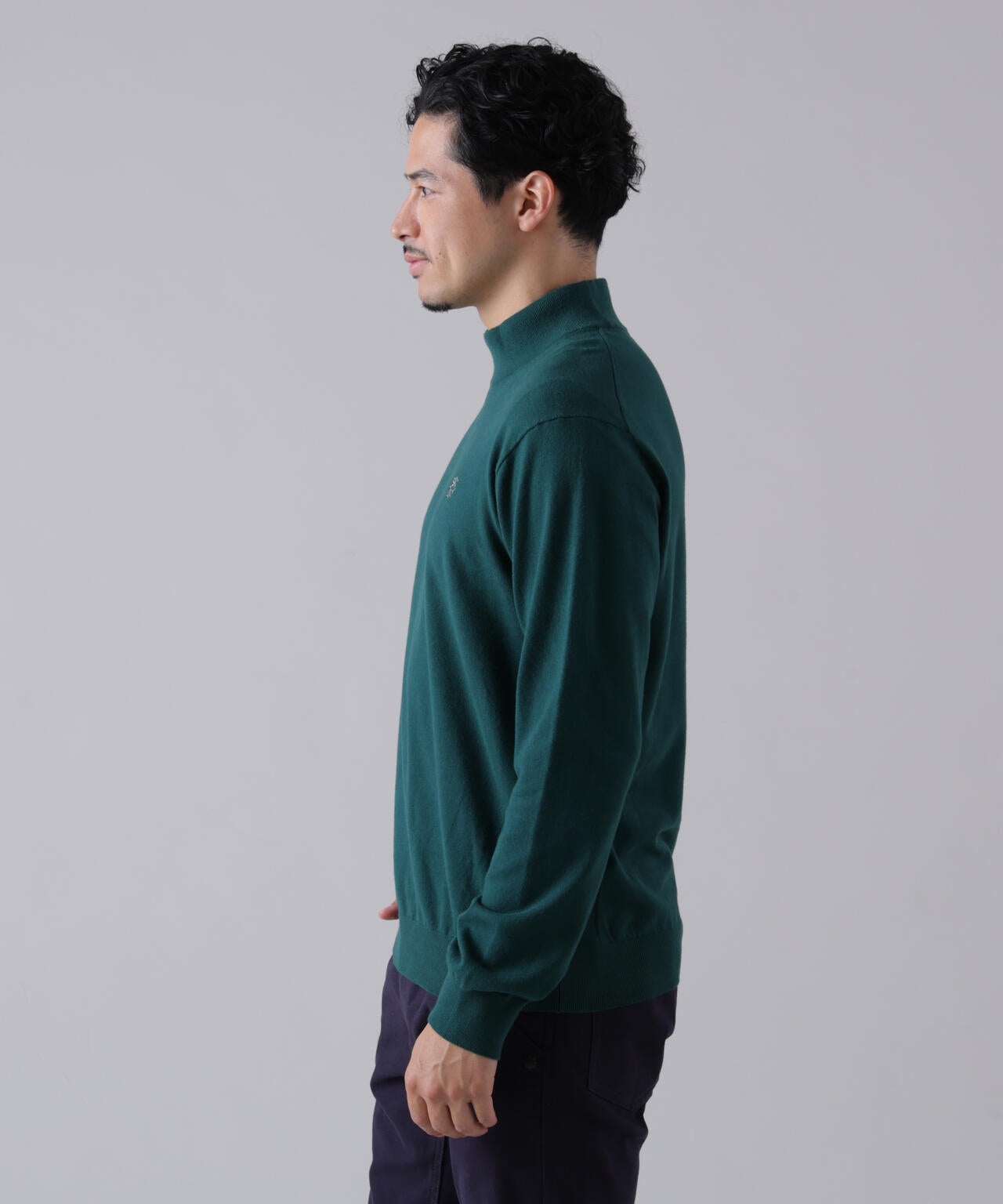 カシミヤタッチ天竺モックネックニットプルオーバー (MENS) | ST
