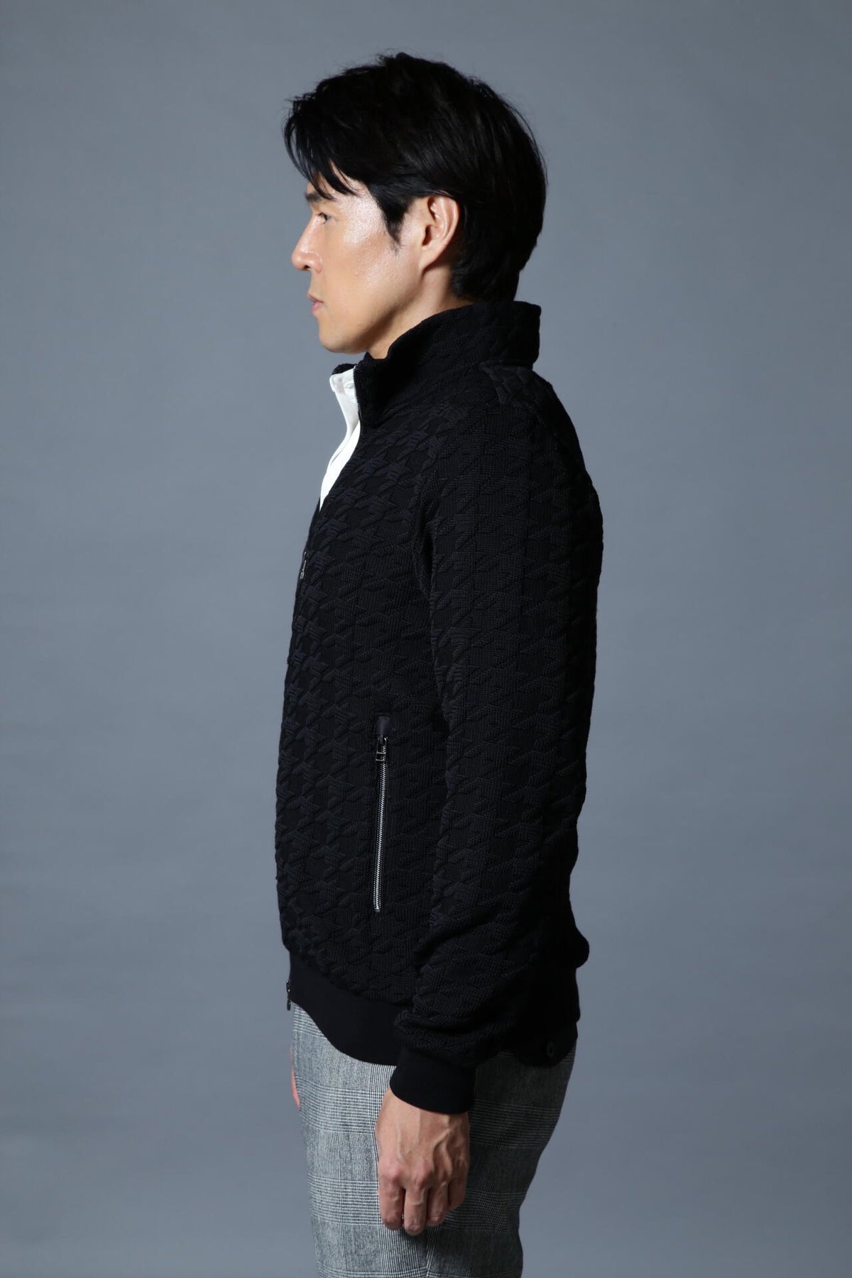 BK/千鳥柄ジップブルゾン