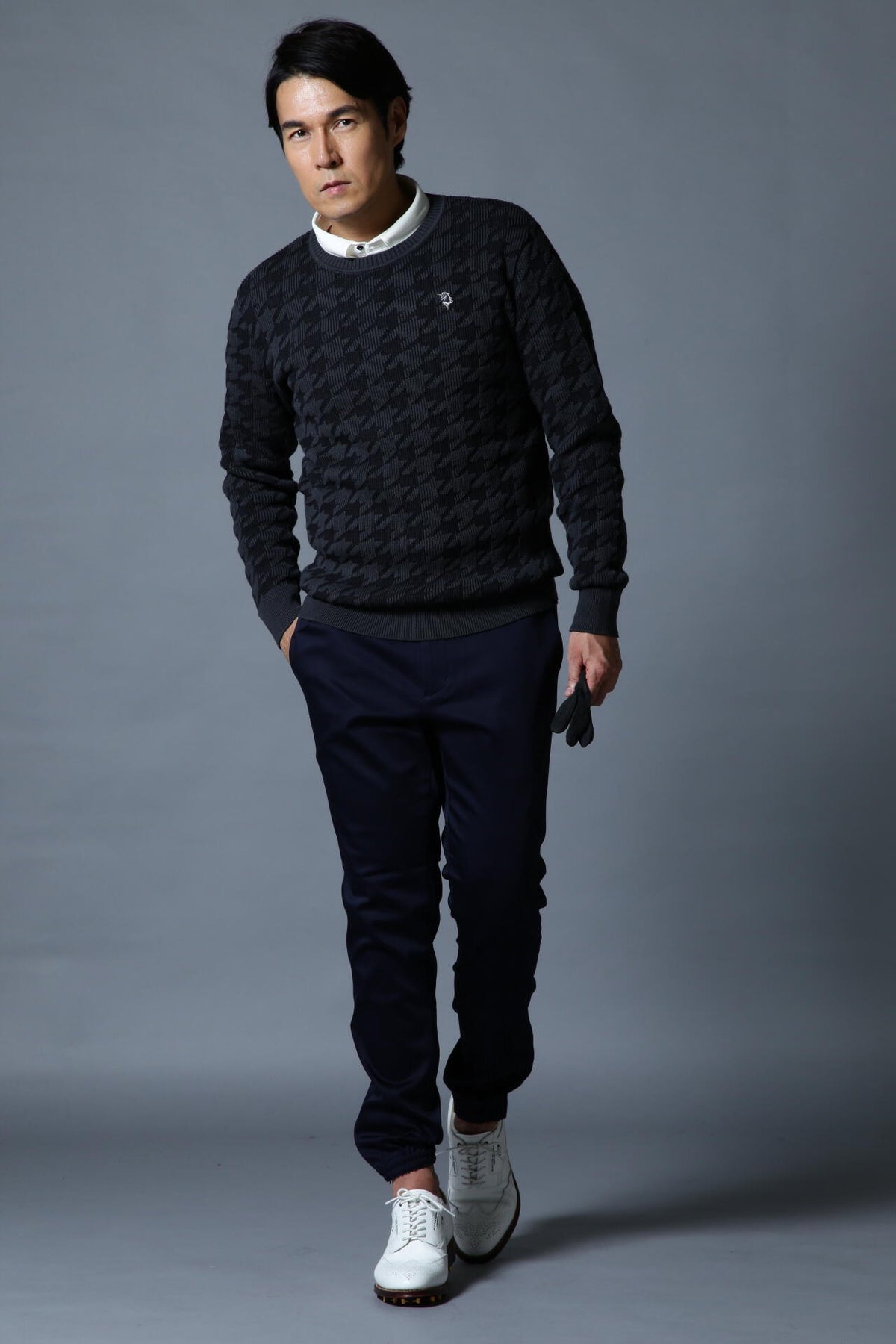 【池田勇太プロ着用・JTカップ】BK/千鳥ジャガードニット