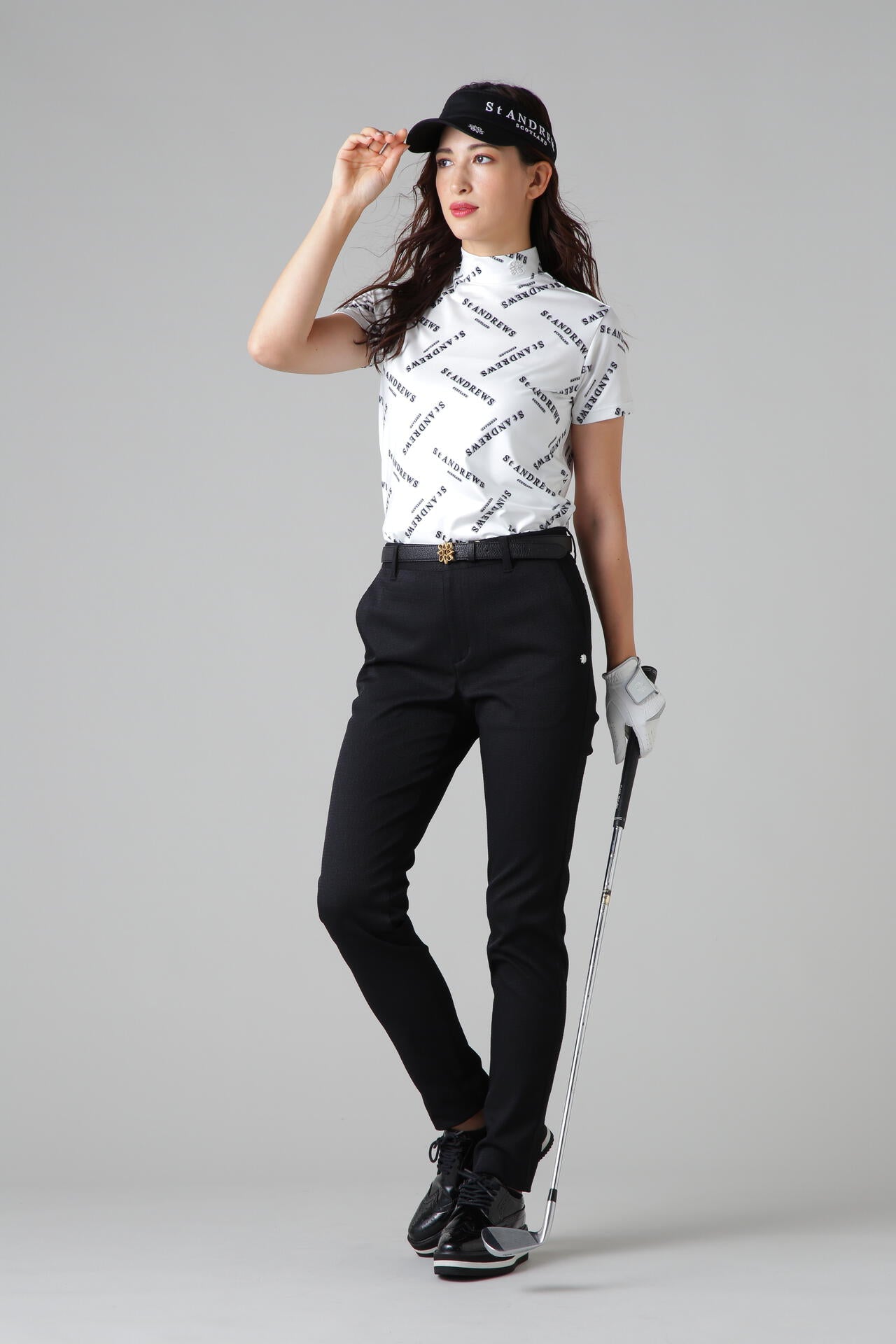 ○★新品未使用　St ANDREWS　ドビーストレッチクロップドパンツ　S　黒 ドビーストレッチクロップドパンツ (WOMENS) | St ANDREWS