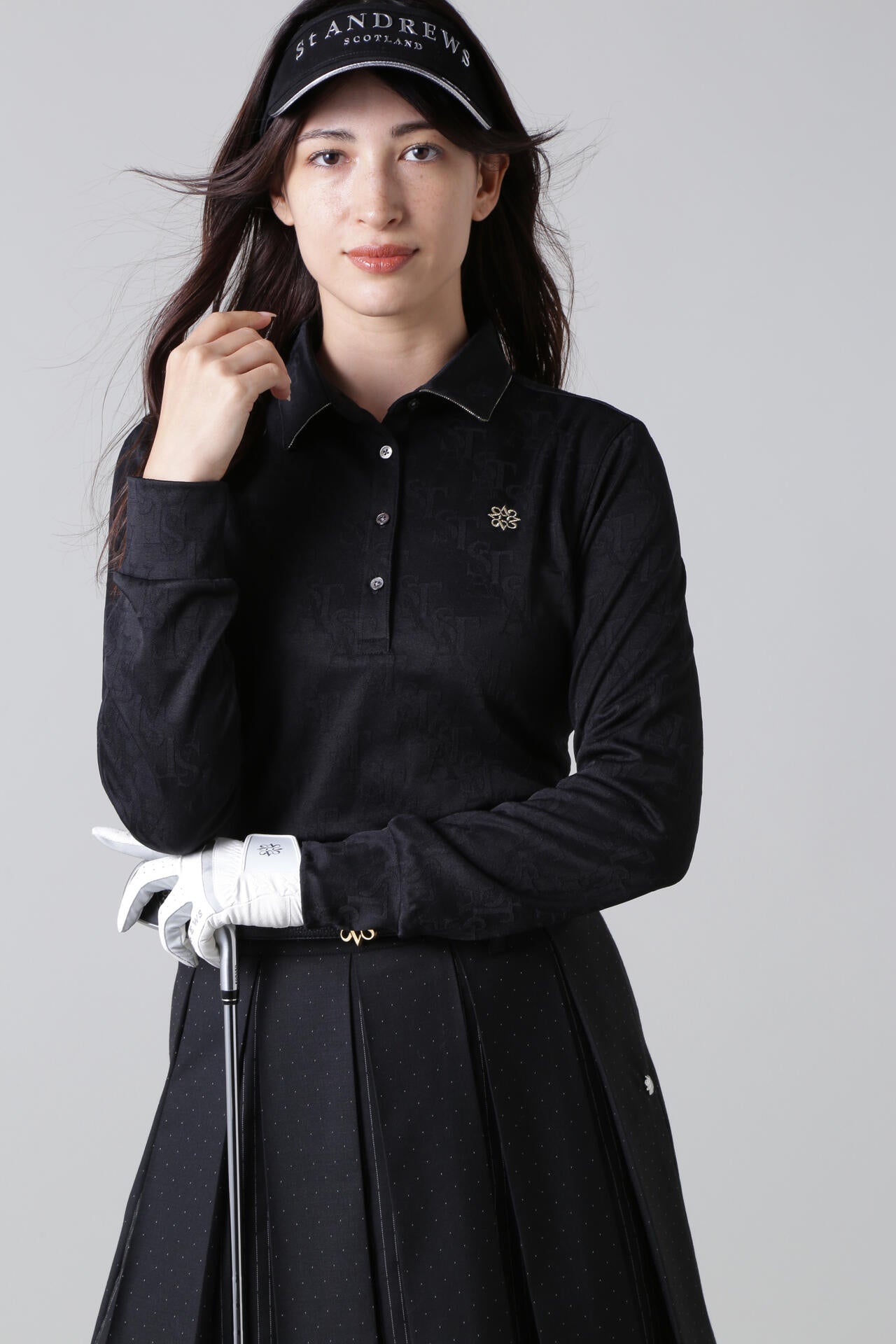 STAロゴジャガード長袖カットソーシャツ (WOMENS)