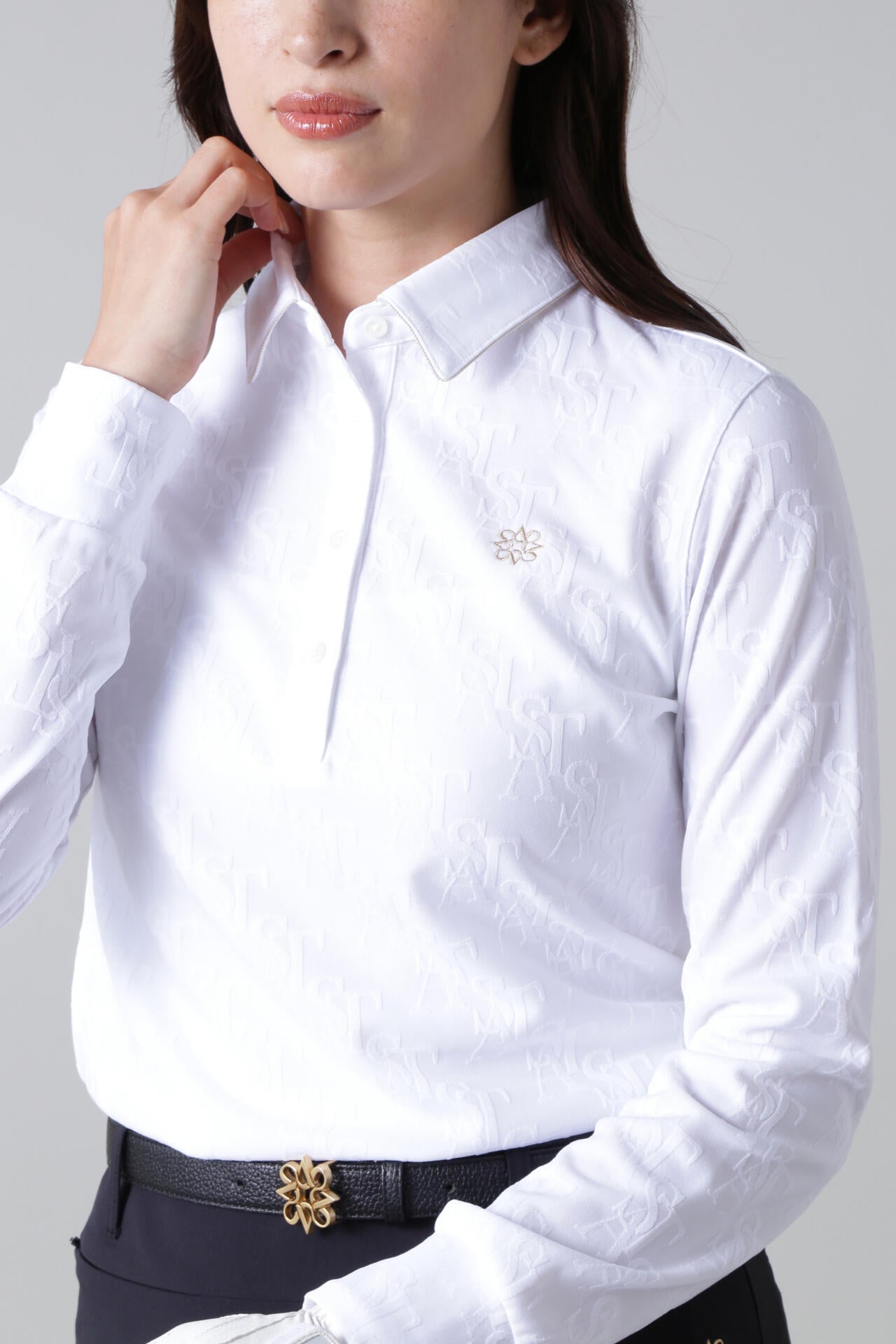STAロゴジャガード長袖カットソーシャツ (WOMENS)