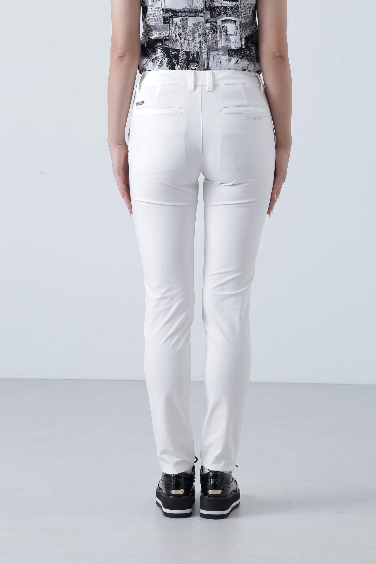 ○★新品未使用　St ANDREWS　ドビーストレッチパンツ　M　ホワイト 2WAY二重織ドビーストレッチスキニーパンツ (WOMENS) | St ANDREWS
