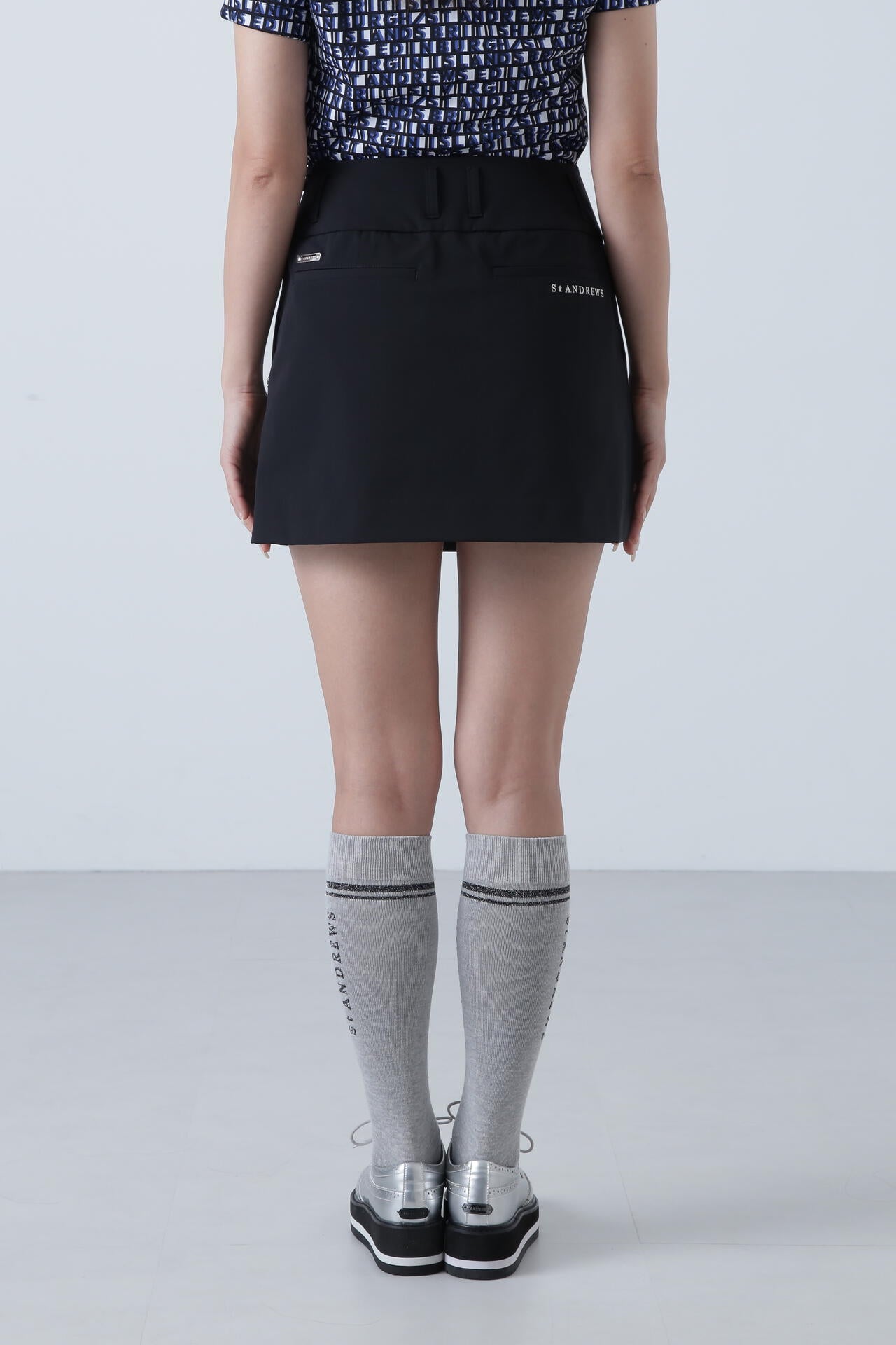 2WAY二重織ドビーストレッチ ボックスプリーツスカート (WOMENS)
