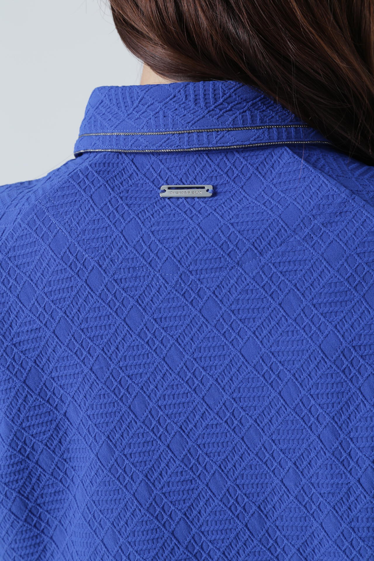 菱形ジャガード半袖シャツ (WOMENS)