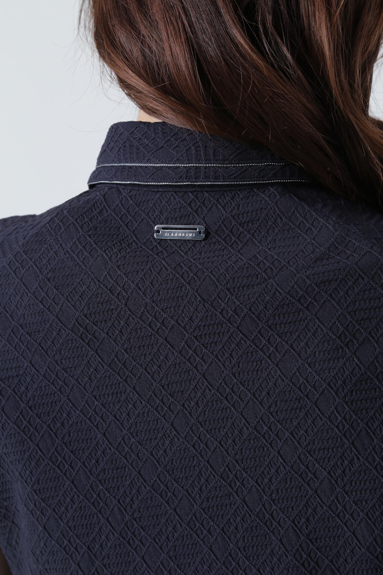 菱形ジャガード半袖シャツ (WOMENS)
