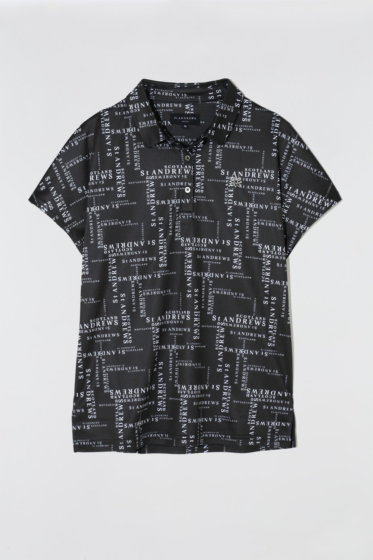 St Andrews ロゴプリントシャツ 黒 COOLMAXランダムロゴプリント半袖シャツ (WOMENS) | St ANDREWS