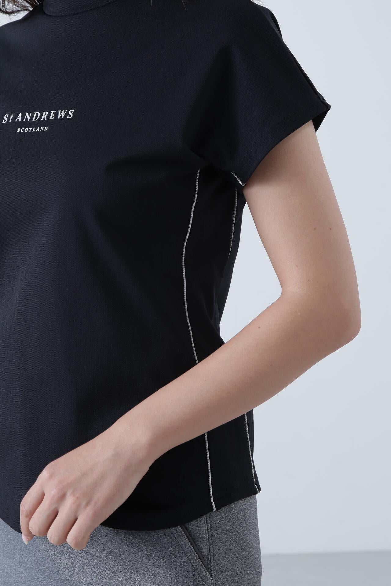 ナイロントリコット半袖ハイネックカットソー (WOMENS) | St ANDREWS