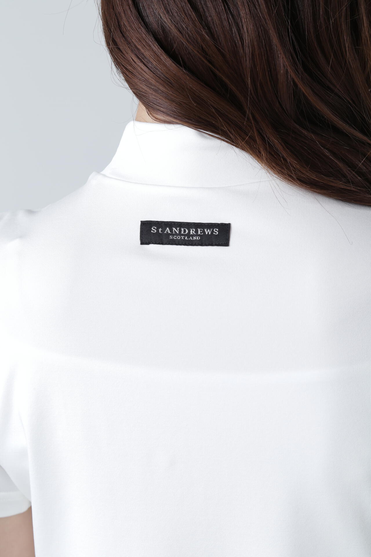 カチオンポリエステルベア天竺 半袖ハイネックカットソー (WOMENS)