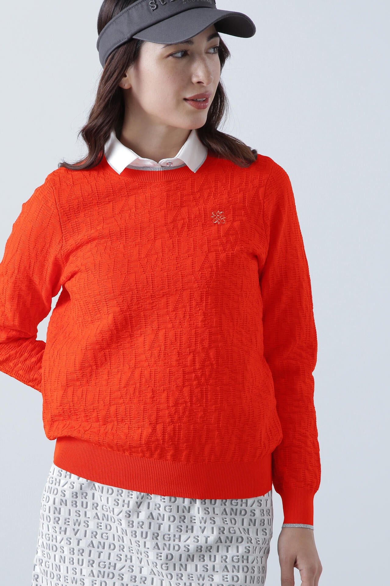 セントアンドリュース　ニット 14Gスクエアロゴジャガードクルーネックニットプルオーバー