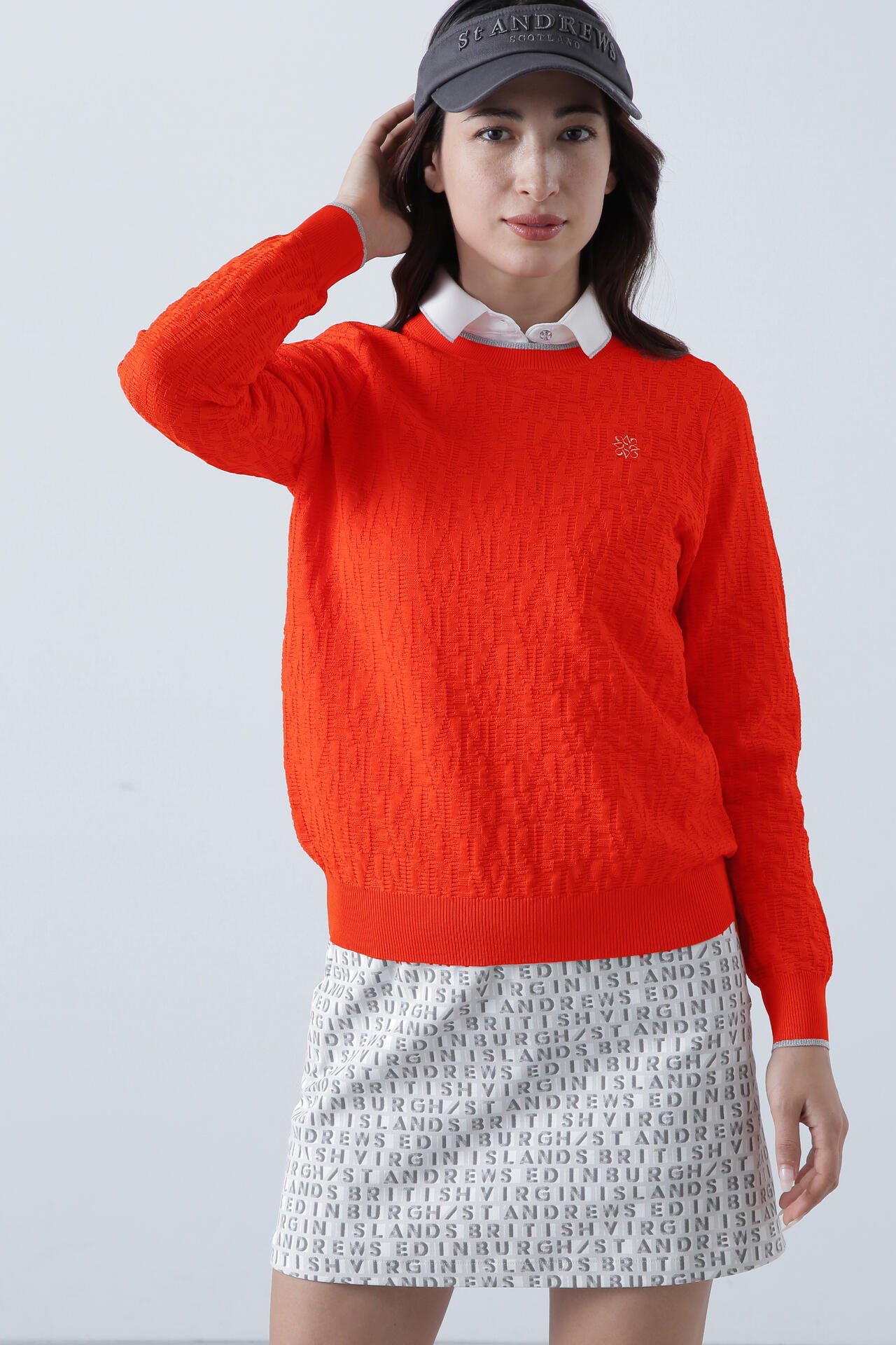 14Gスクエアロゴジャガードクルーネックニットプルオーバー