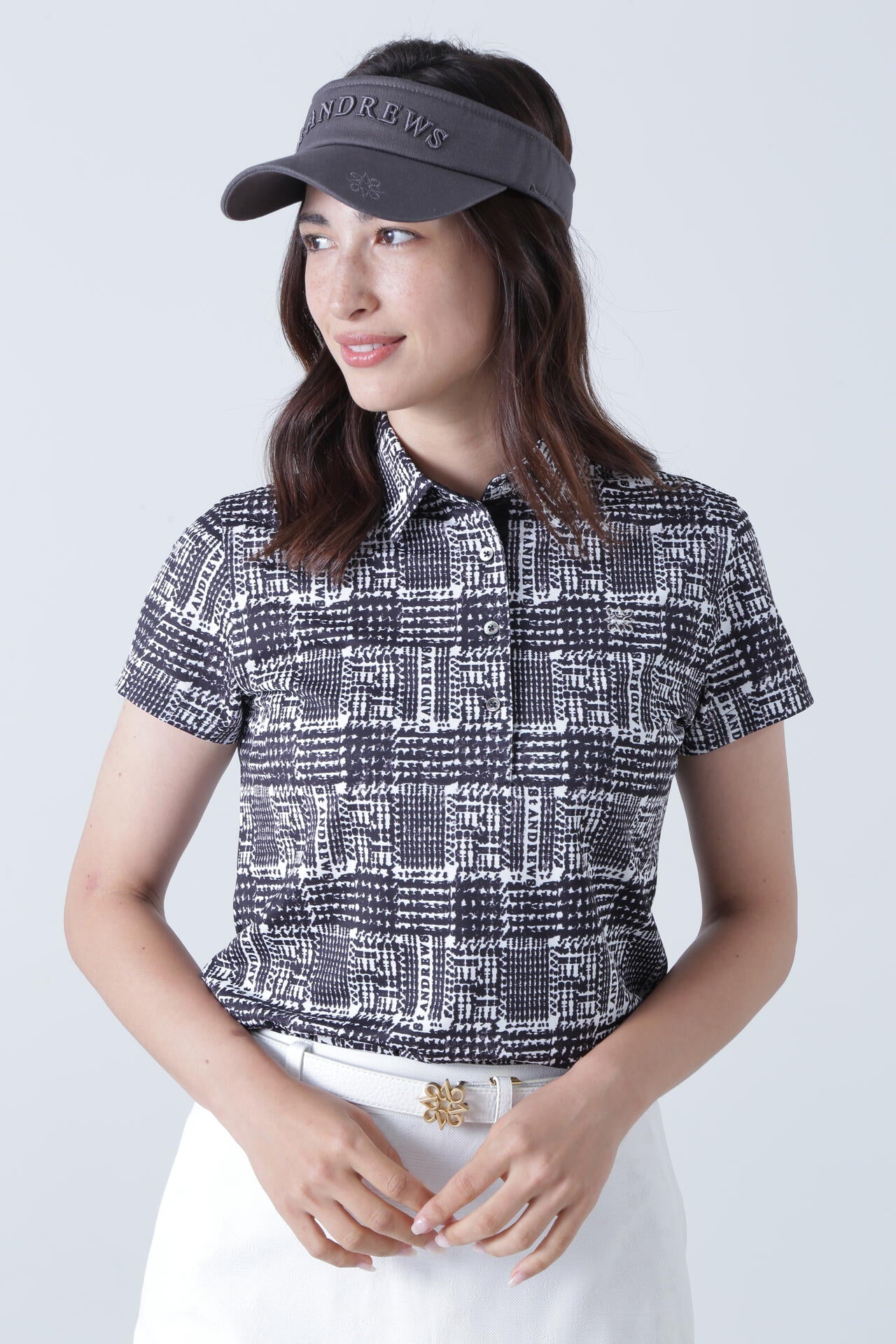 グレンチェックプリント 半袖ポロシャツ (WOMENS) | St ANDREWS