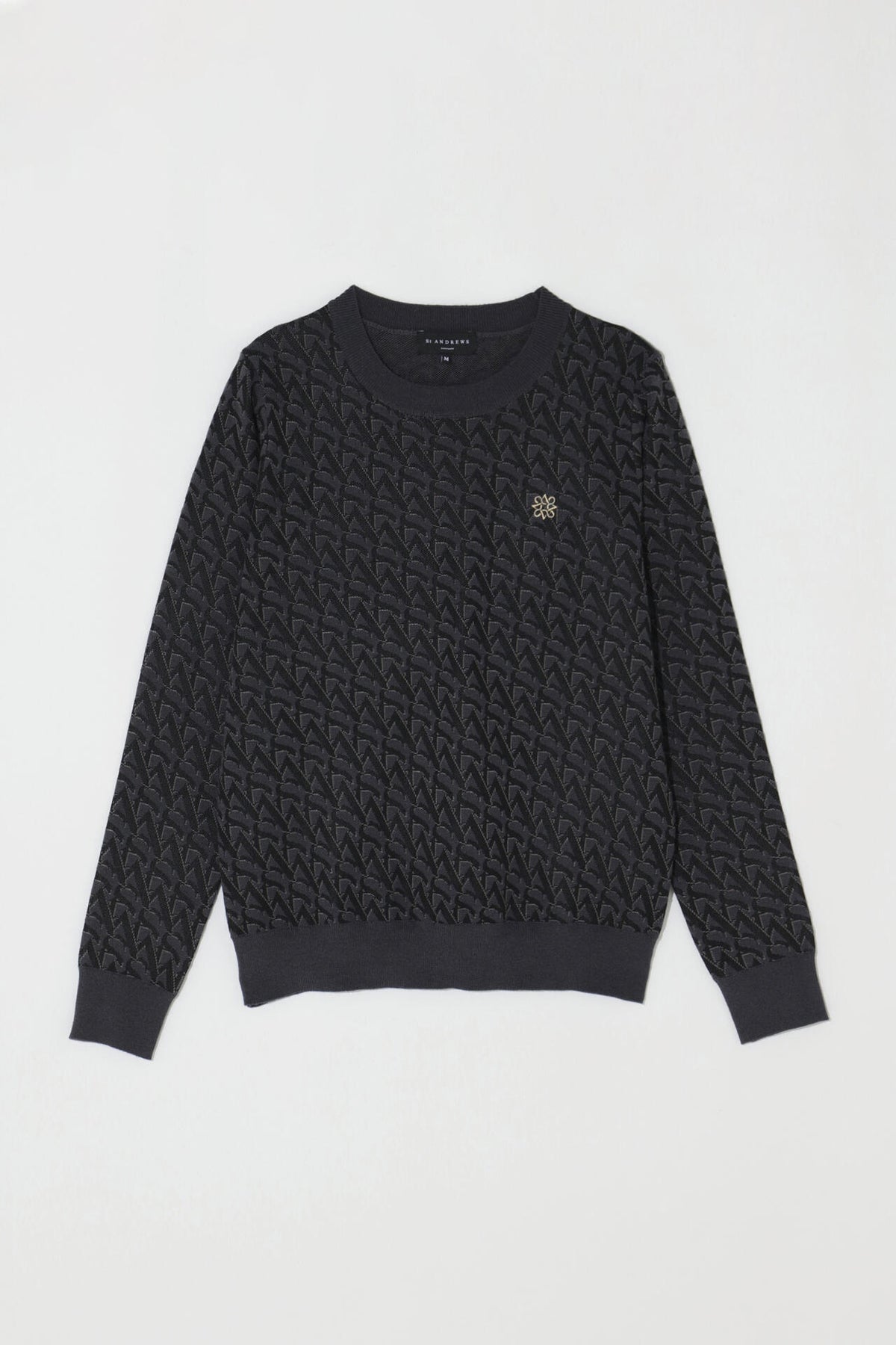 14G STAロゴジャガード クルーネックニットプルオーバー (WOMENS)