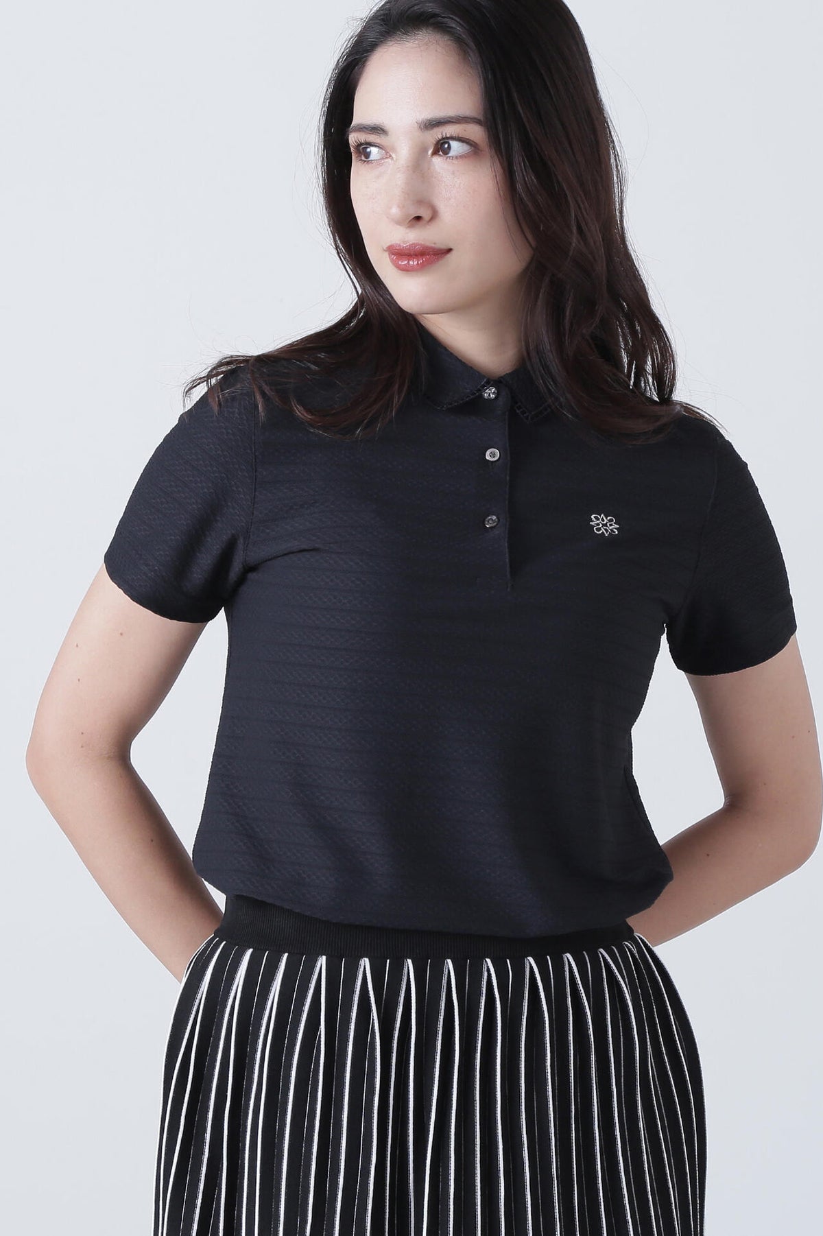縄柄ジャガード半袖シャツ (WOMENS)