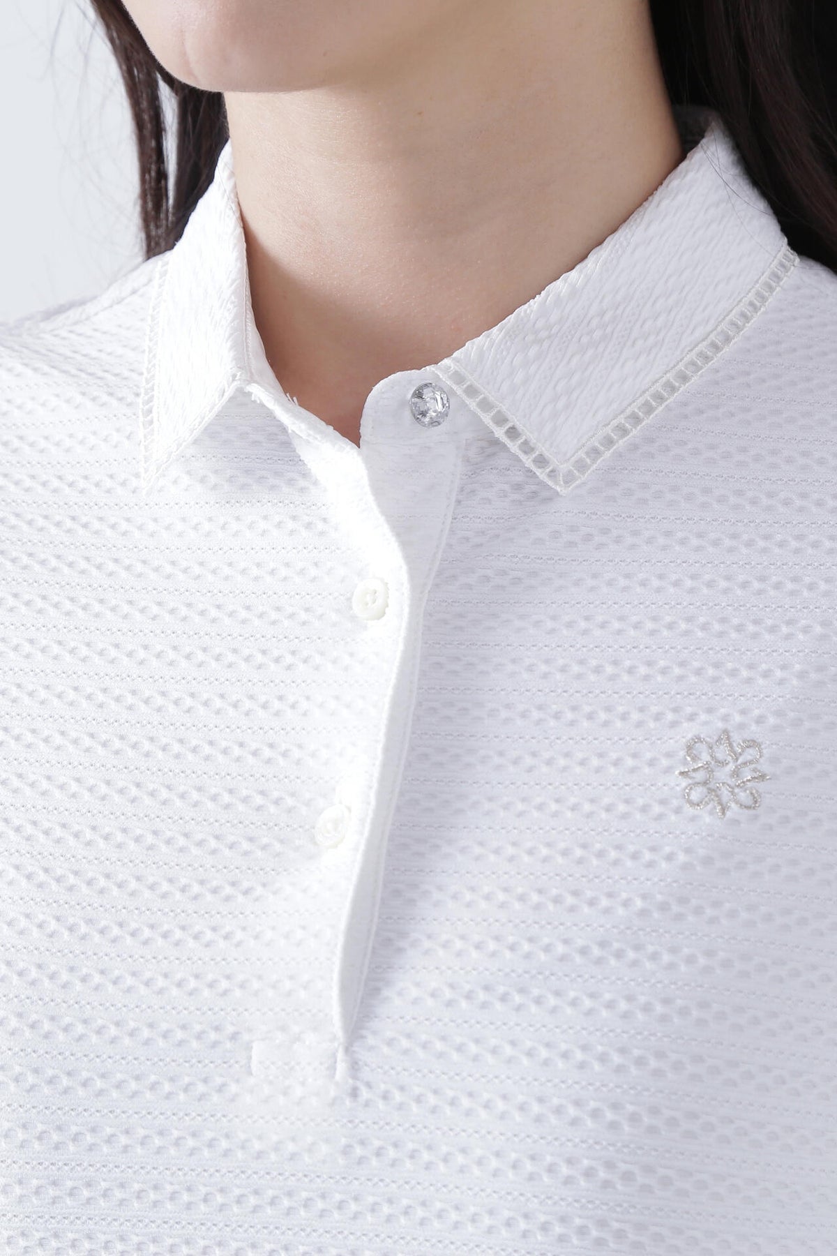 縄柄ジャガード半袖シャツ (WOMENS)