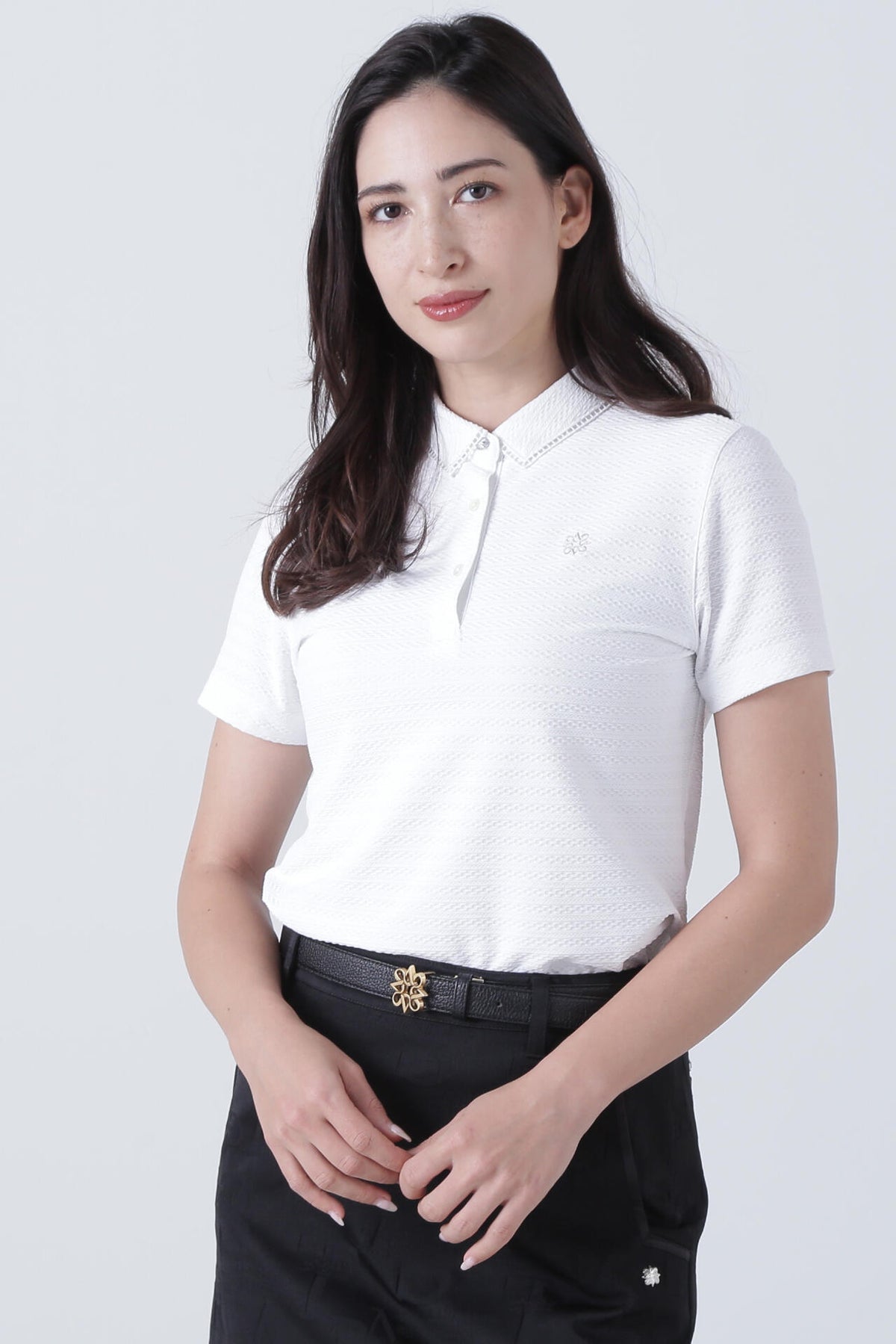 縄柄ジャガード半袖シャツ (WOMENS)