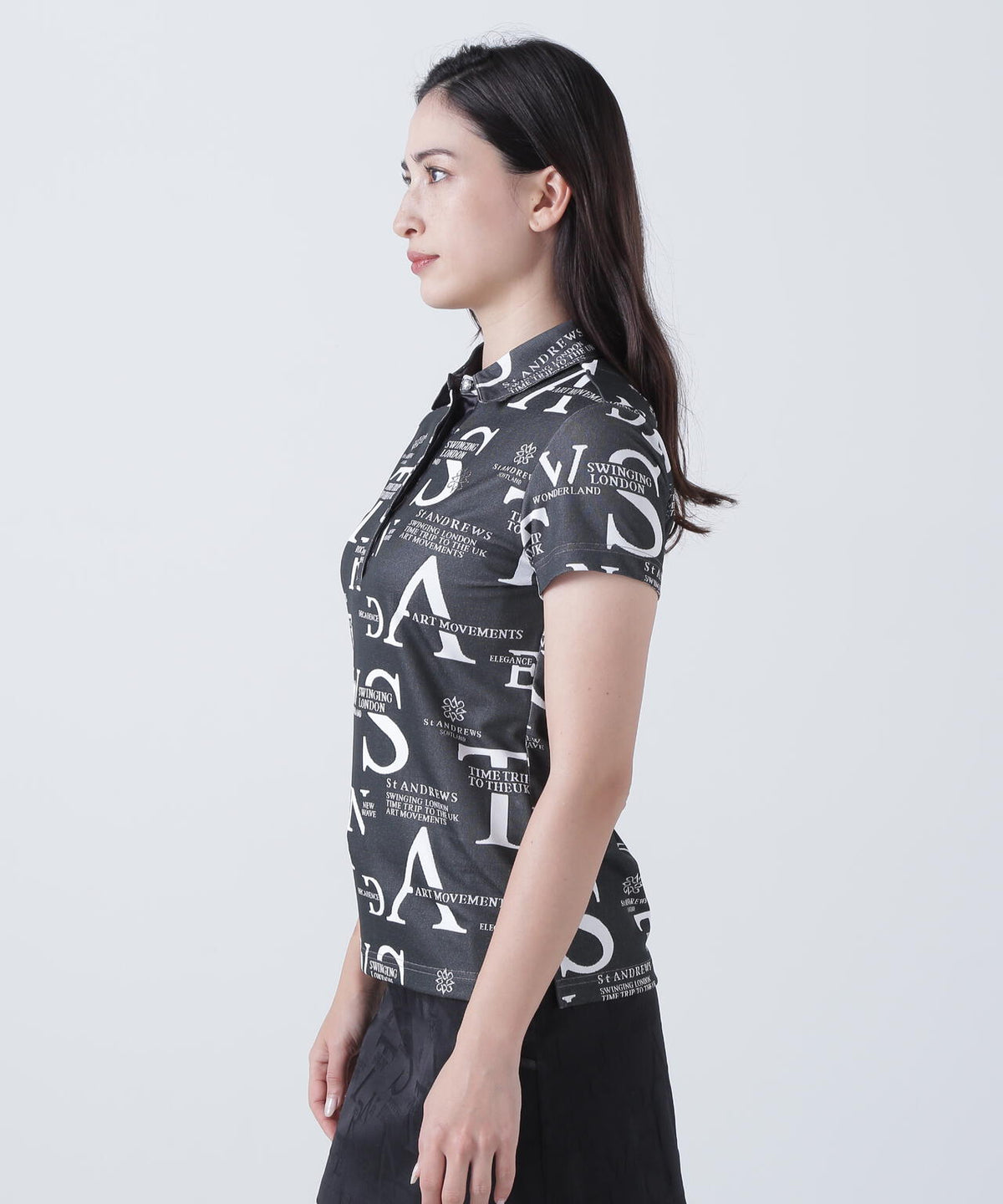 コンセプト柄ジャガード半袖シャツ (WOMENS)