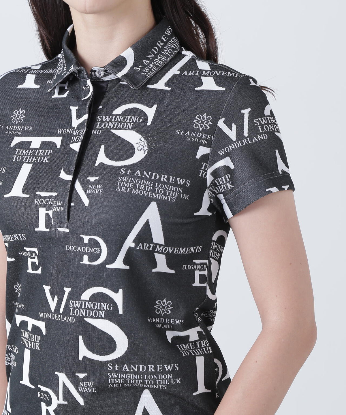 コンセプト柄ジャガード半袖シャツ (WOMENS)