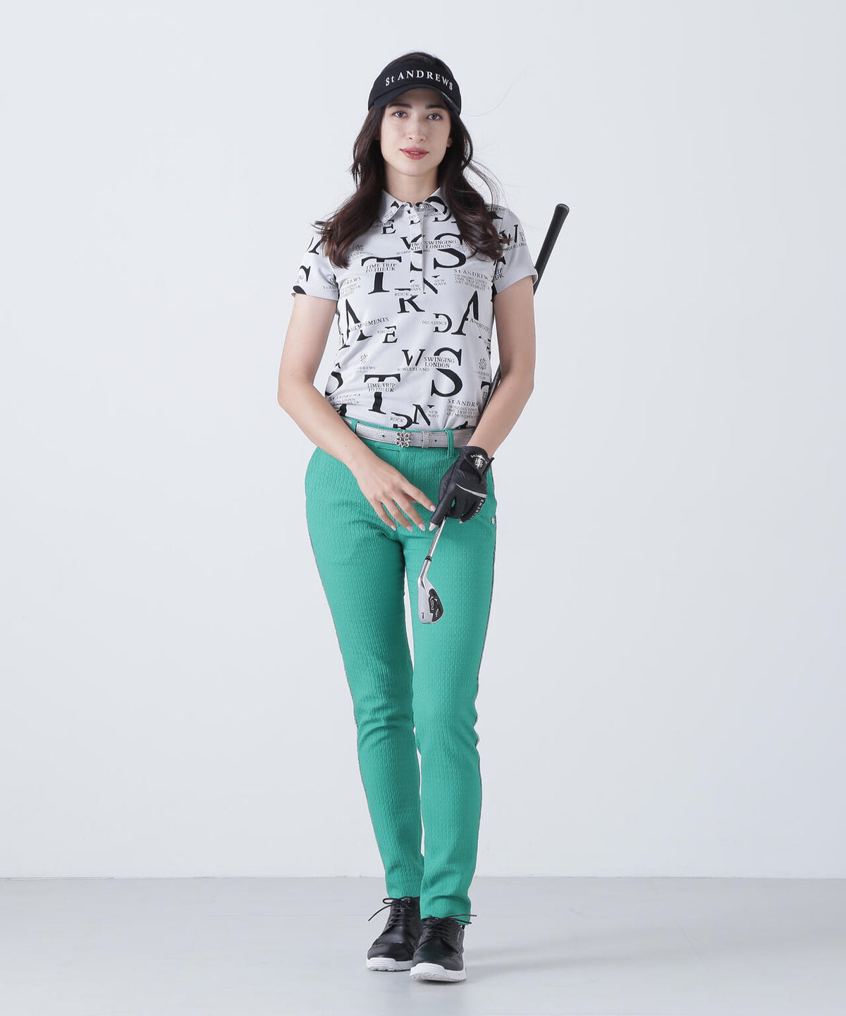 コンセプト柄ジャガード半袖シャツ (WOMENS)