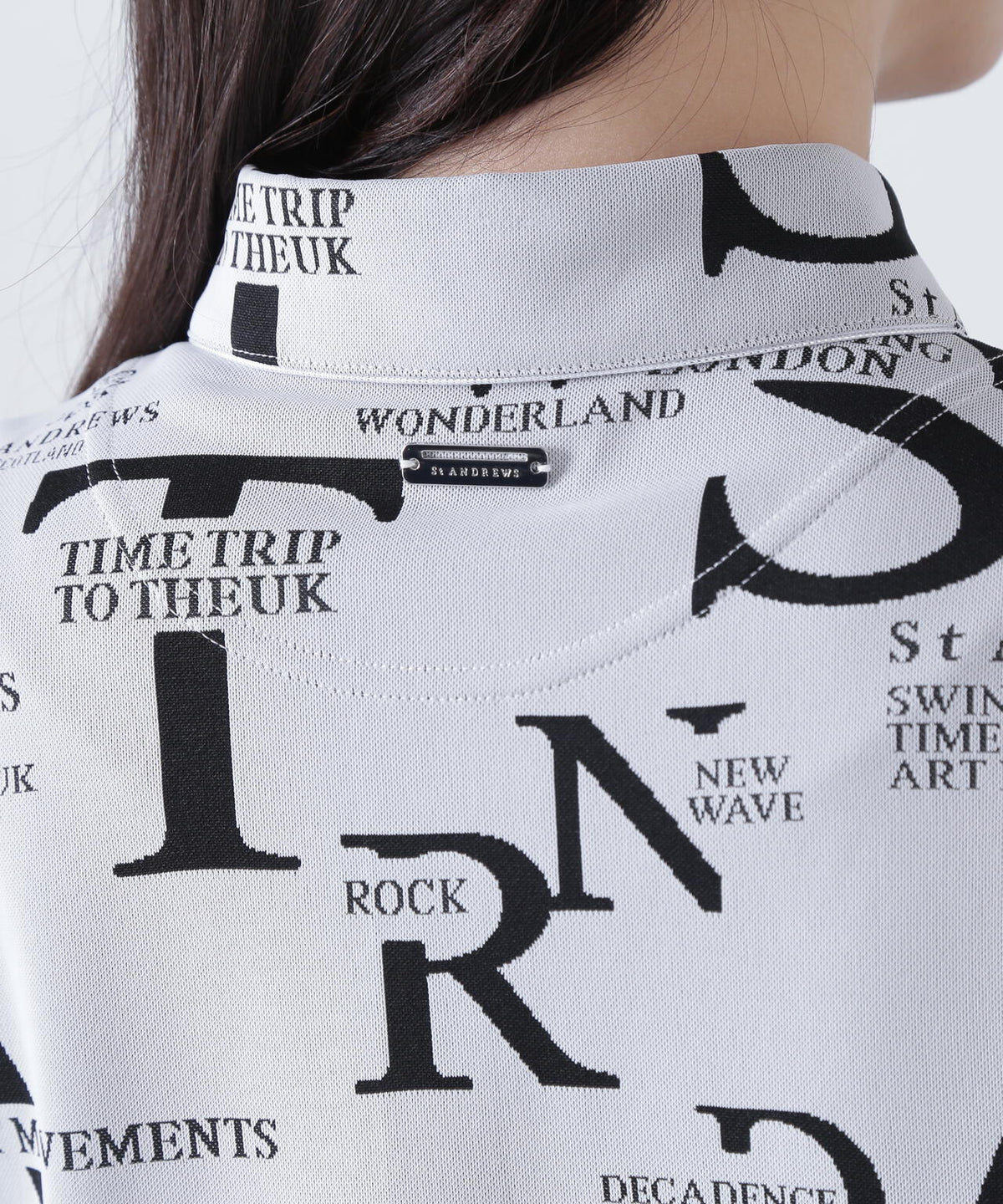 コンセプト柄ジャガード半袖シャツ (WOMENS)