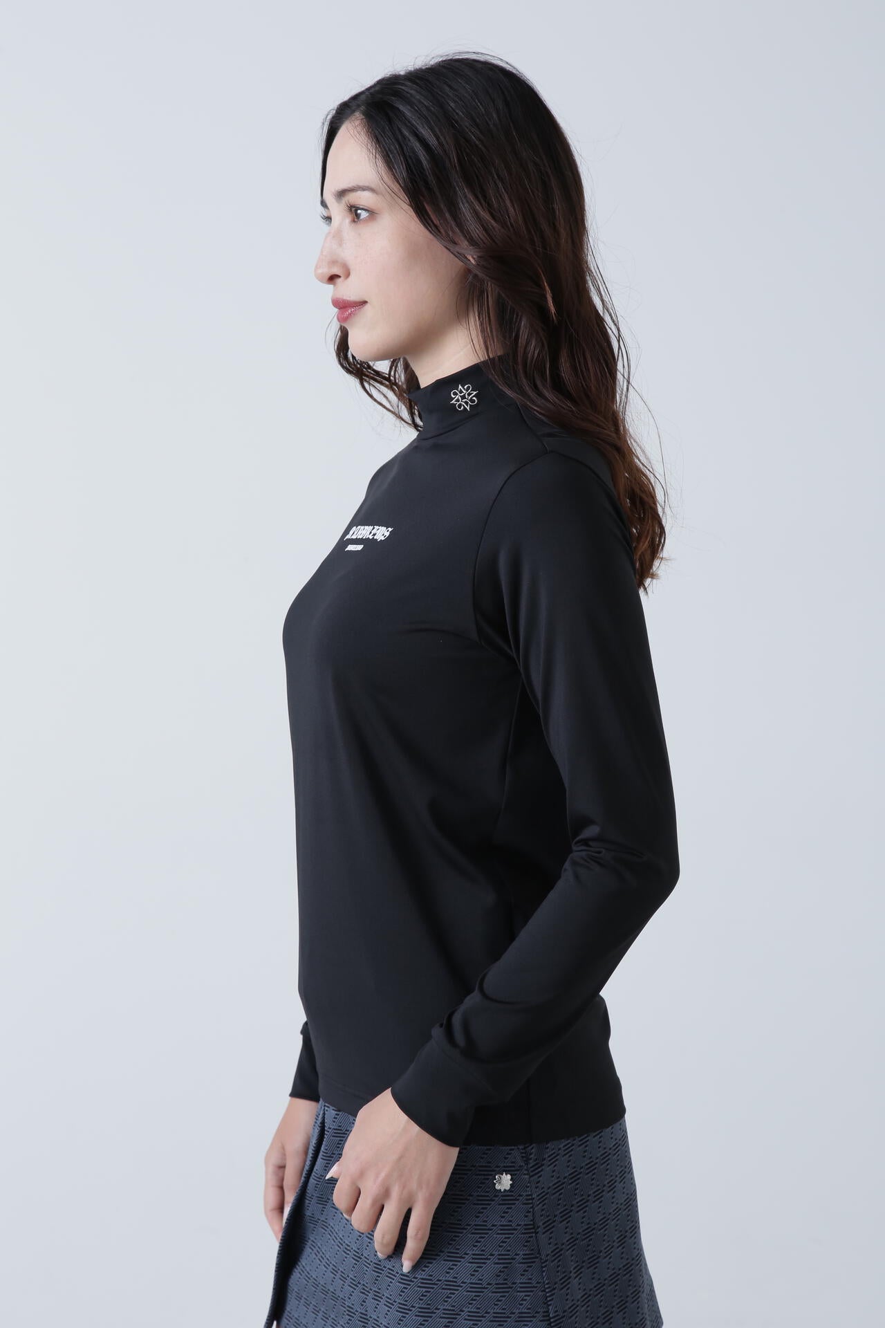 カチオンポリエステルベア天長袖ハイネックカットソー (WOMENS)