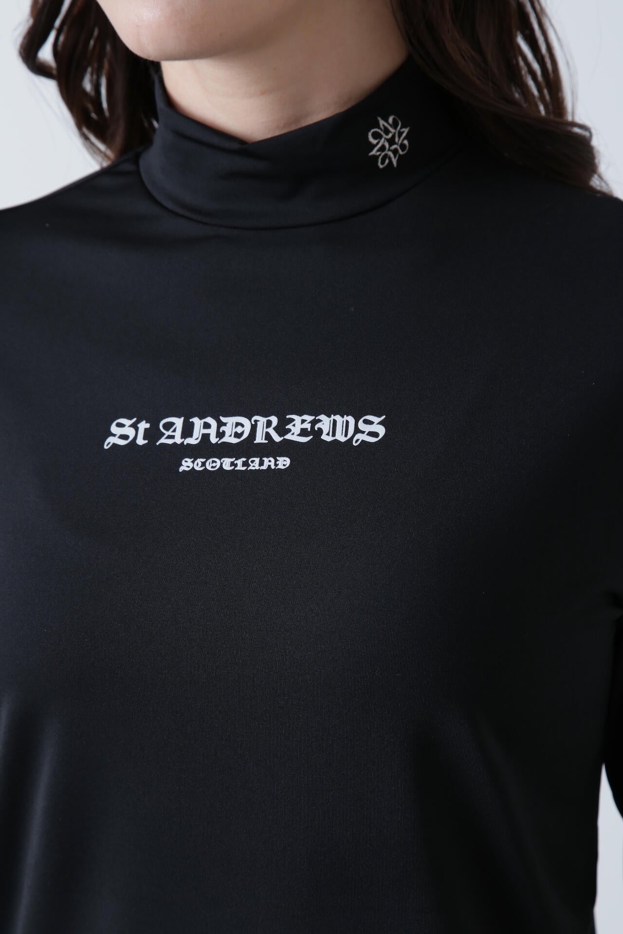 カチオンポリエステルベア天長袖ハイネックカットソー (WOMENS)