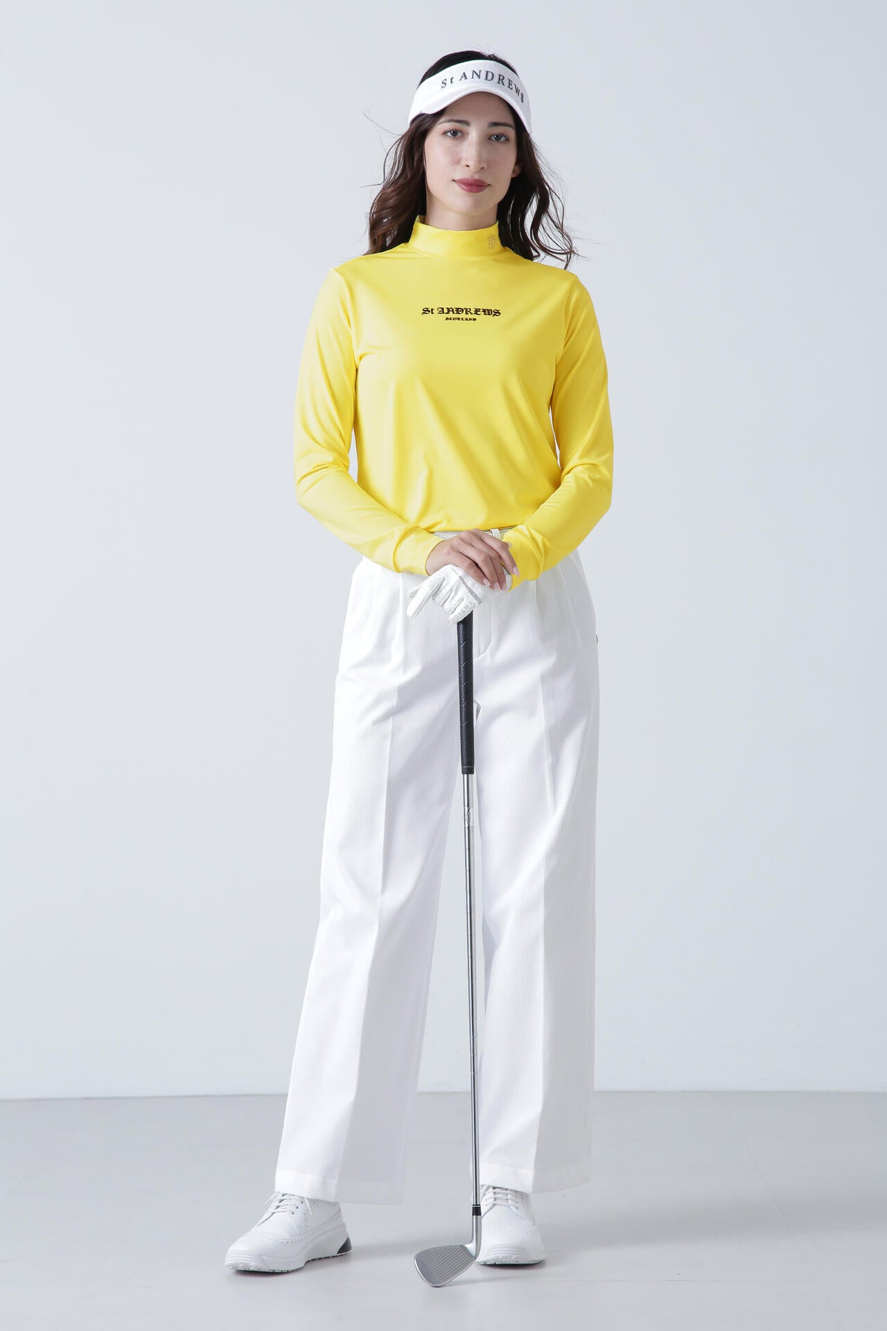 カチオンポリエステルベア天長袖ハイネックカットソー (WOMENS)