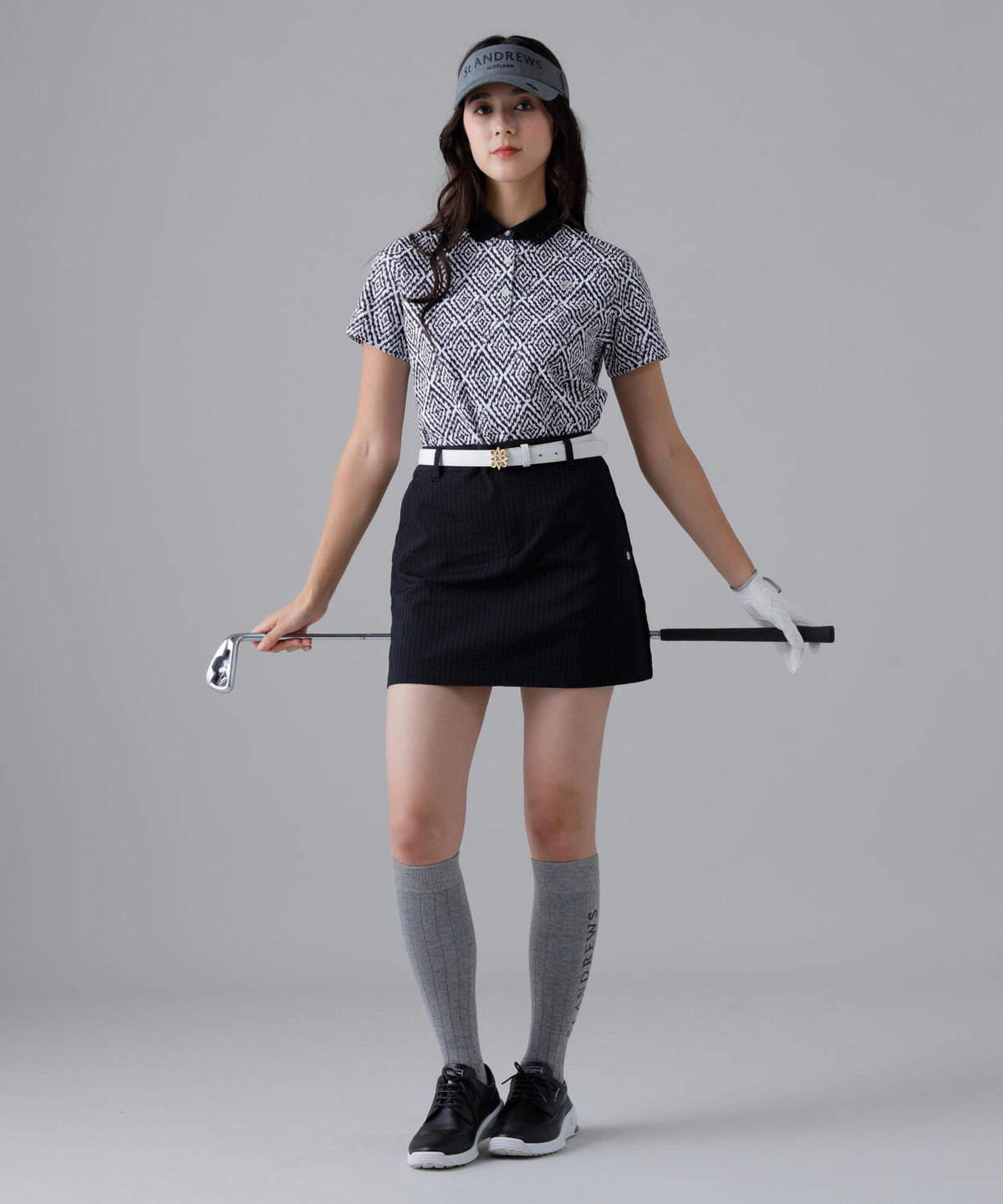 ドットストライプジャカード台形スカート (WOMENS)