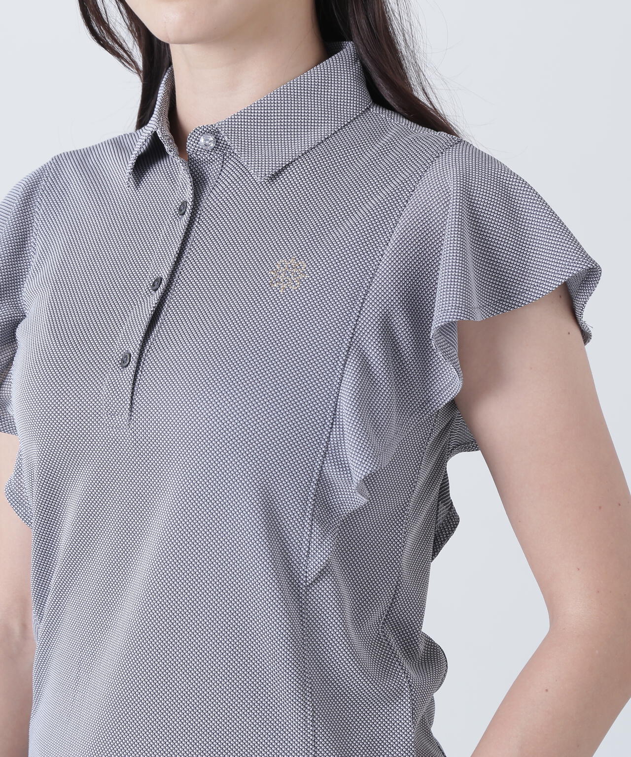 カチオンレトロバーズアイ鹿の子フリル半袖シャツ (WOMENS) | St