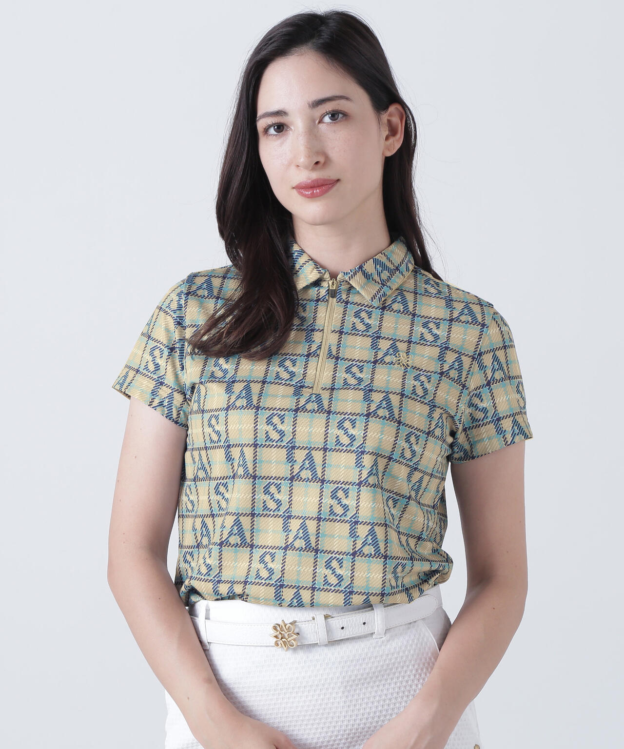 トリコットメッシュロゴチェックプリント半袖シャツ (WOMENS) | St