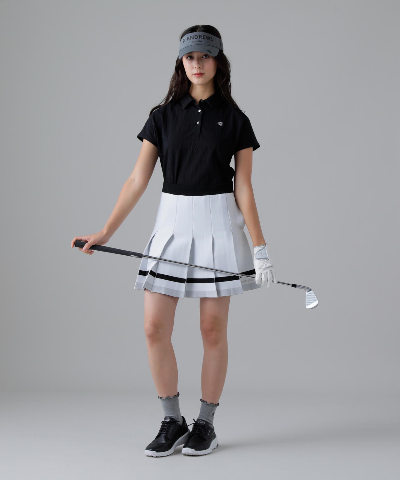 美品■St ANDREWS■リンクスコース柄 ジャガード ストレッチパンツ M M St ANDREWS リンクスコース柄 ジャガード ストレッチパンツ