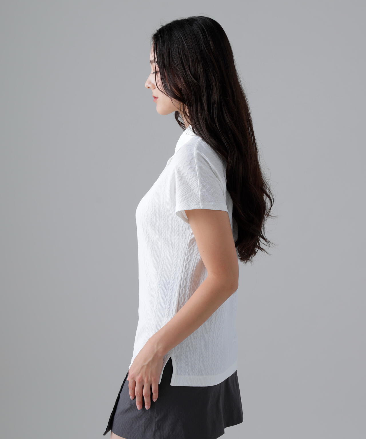 縄柄リンクス半袖シャツ (WOMENS)