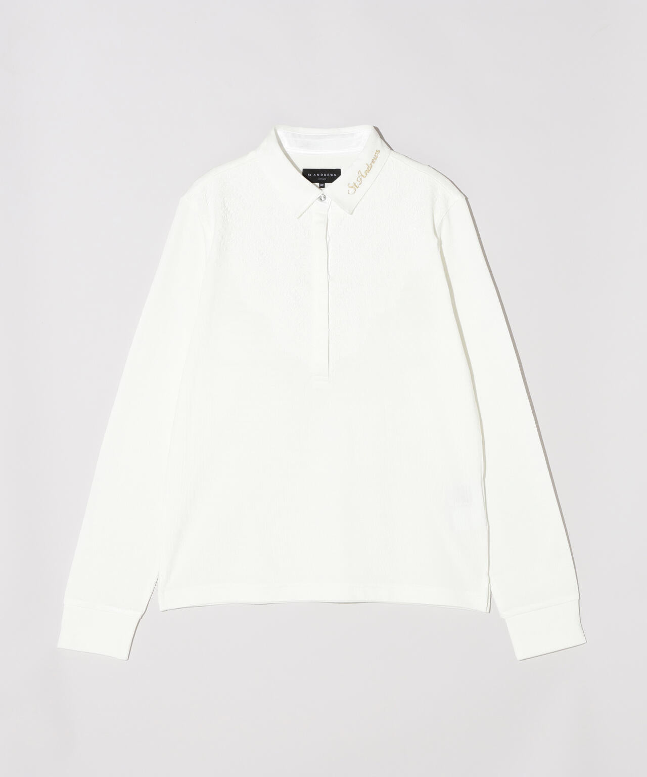 新品タグ付 St ANDREWS モックネック長袖シャツ 22年モデル ホワイト リファインジャージ×レース長袖シャツ (WOMENS) | St ANDREWS（セント