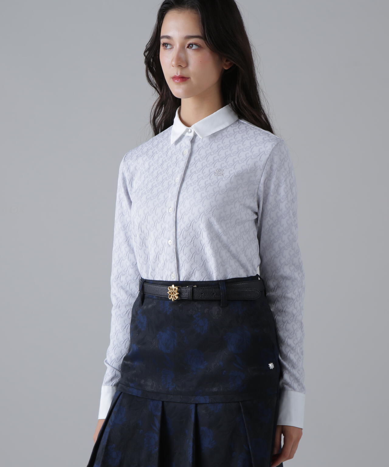 SAロゴふくれジャガード長袖シャツ (WOMENS)