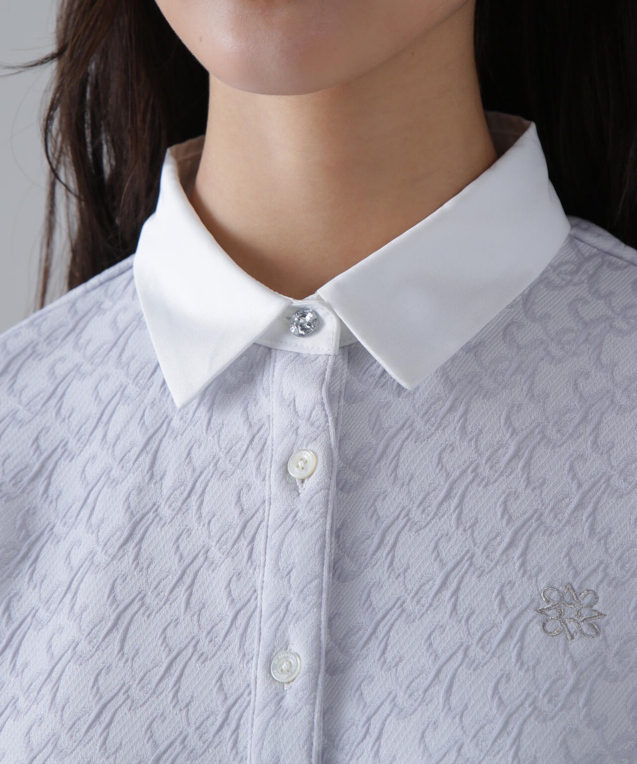 SAロゴふくれジャガード長袖シャツ (WOMENS)