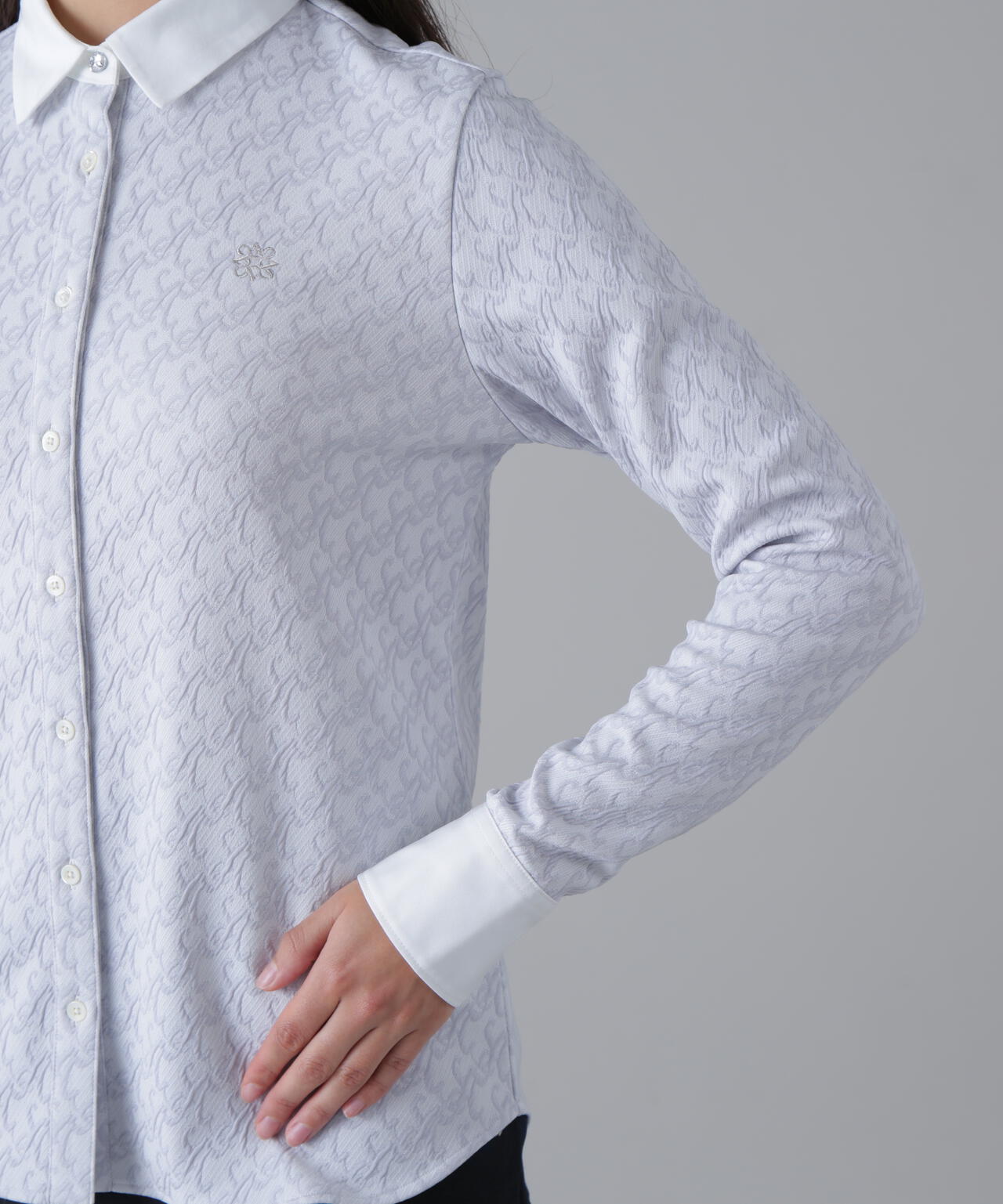 SAロゴふくれジャガード長袖シャツ (WOMENS)