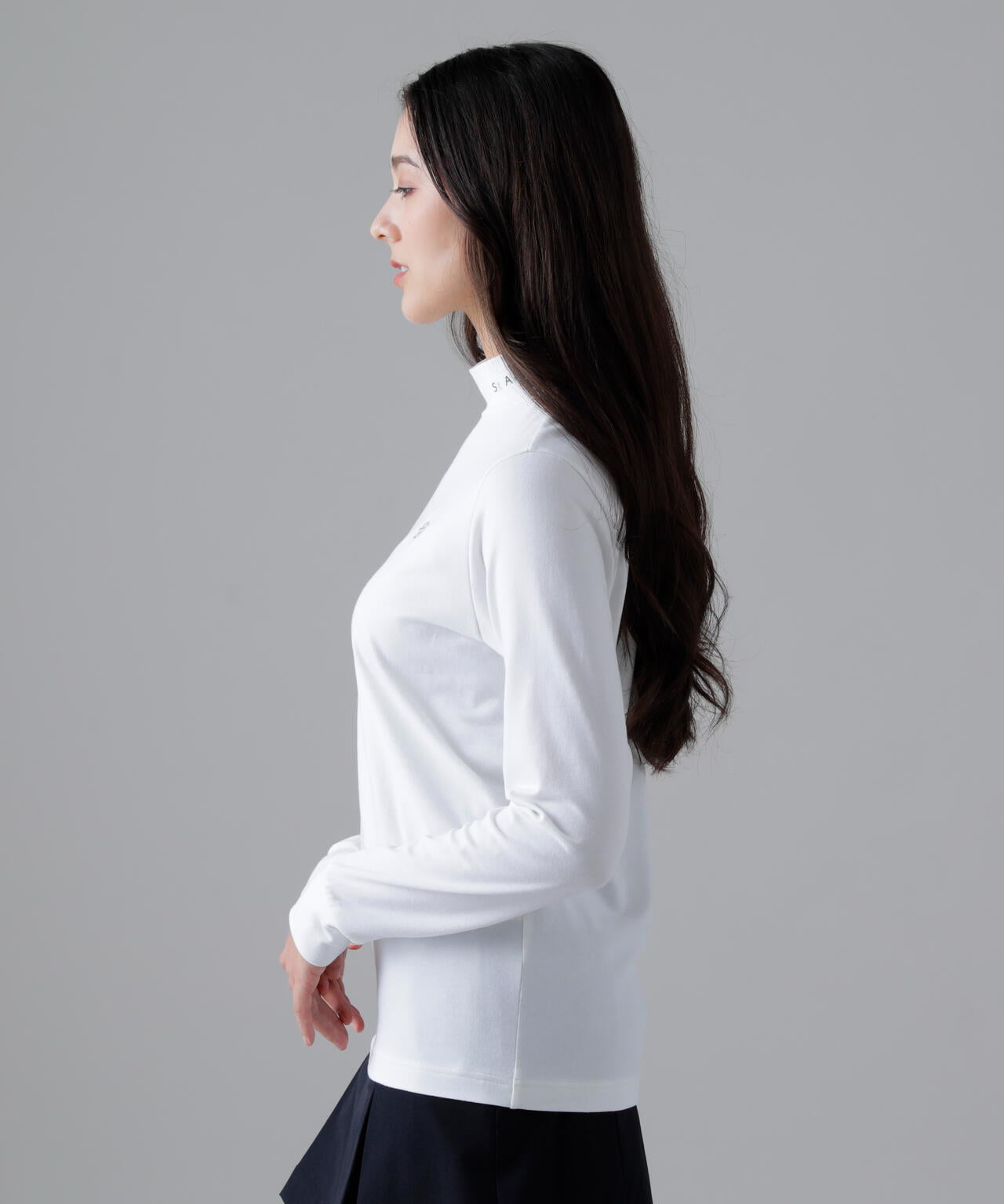 ベア天竺長袖ハイネックカットソー (WOMENS)