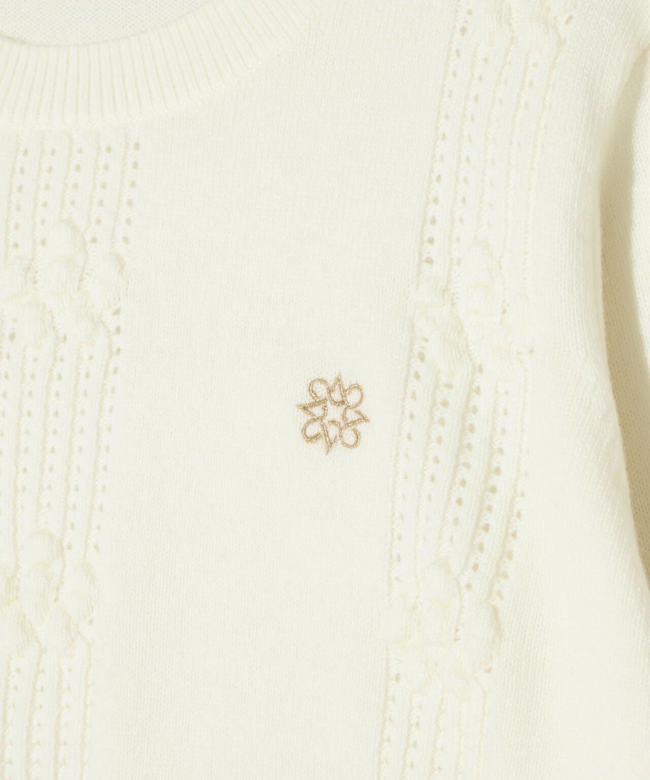 9Gアイレットリブ花柄クルーネックニットプルオーバー (WOMENS) | St