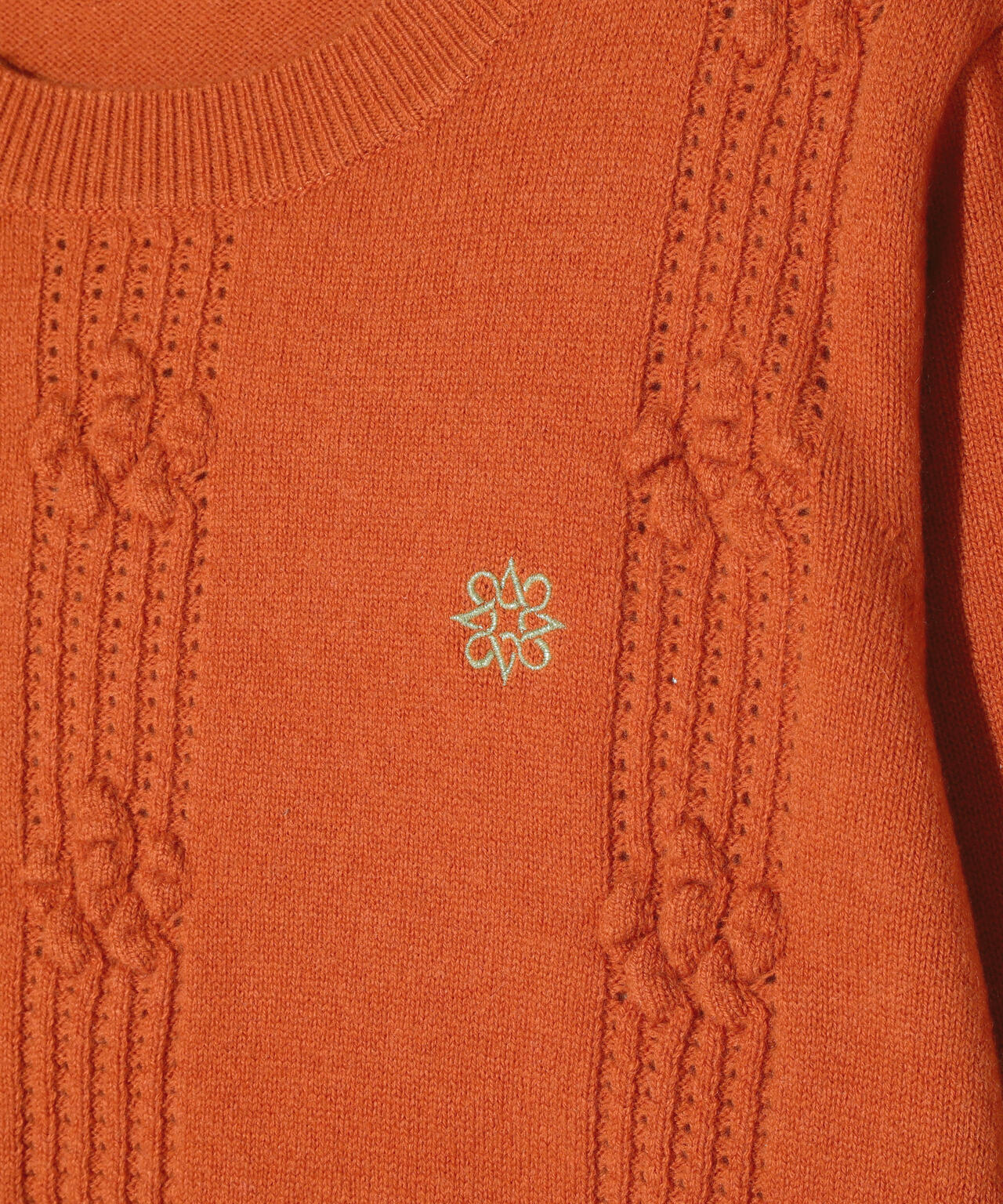 9Gアイレットリブ花柄クルーネックニットプルオーバー (WOMENS)