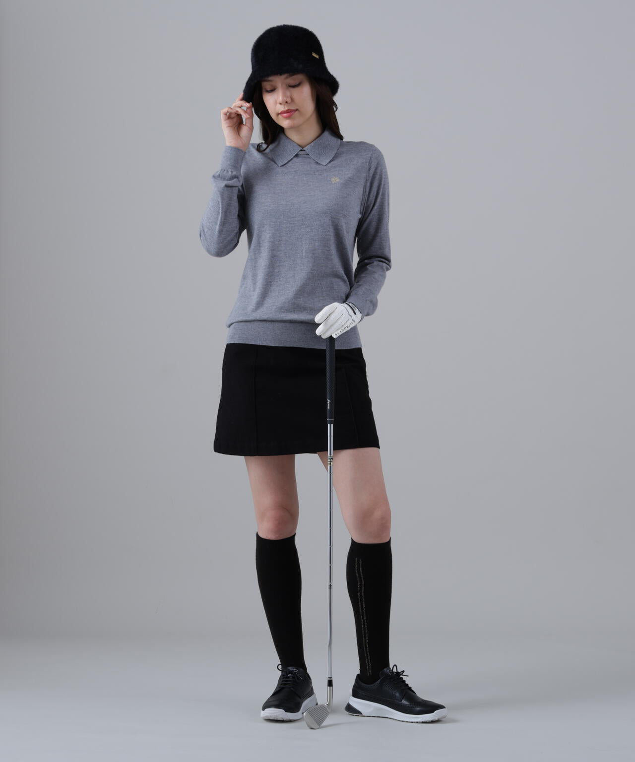 16G天竺襟付きクルーネックニットプルオーバー (WOMENS)