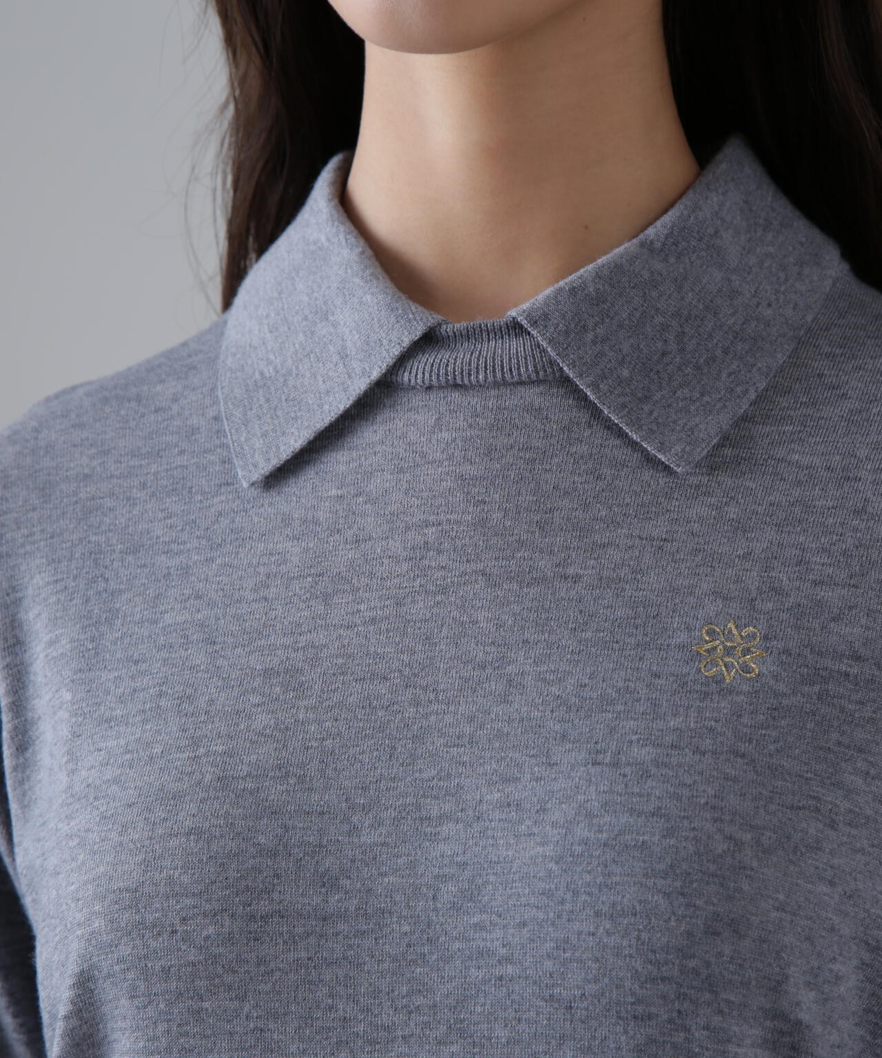 16G天竺襟付きクルーネックニットプルオーバー (WOMENS)