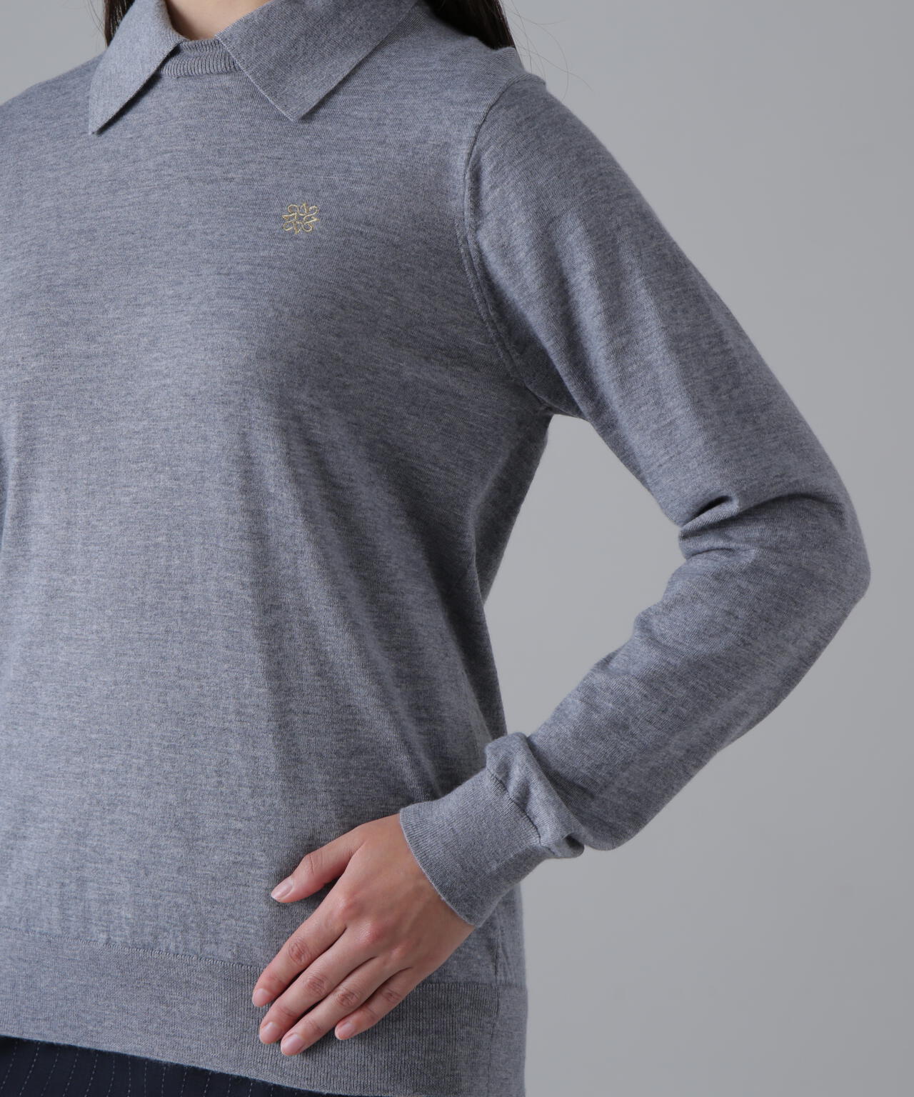 16G天竺襟付きクルーネックニットプルオーバー (WOMENS) | St