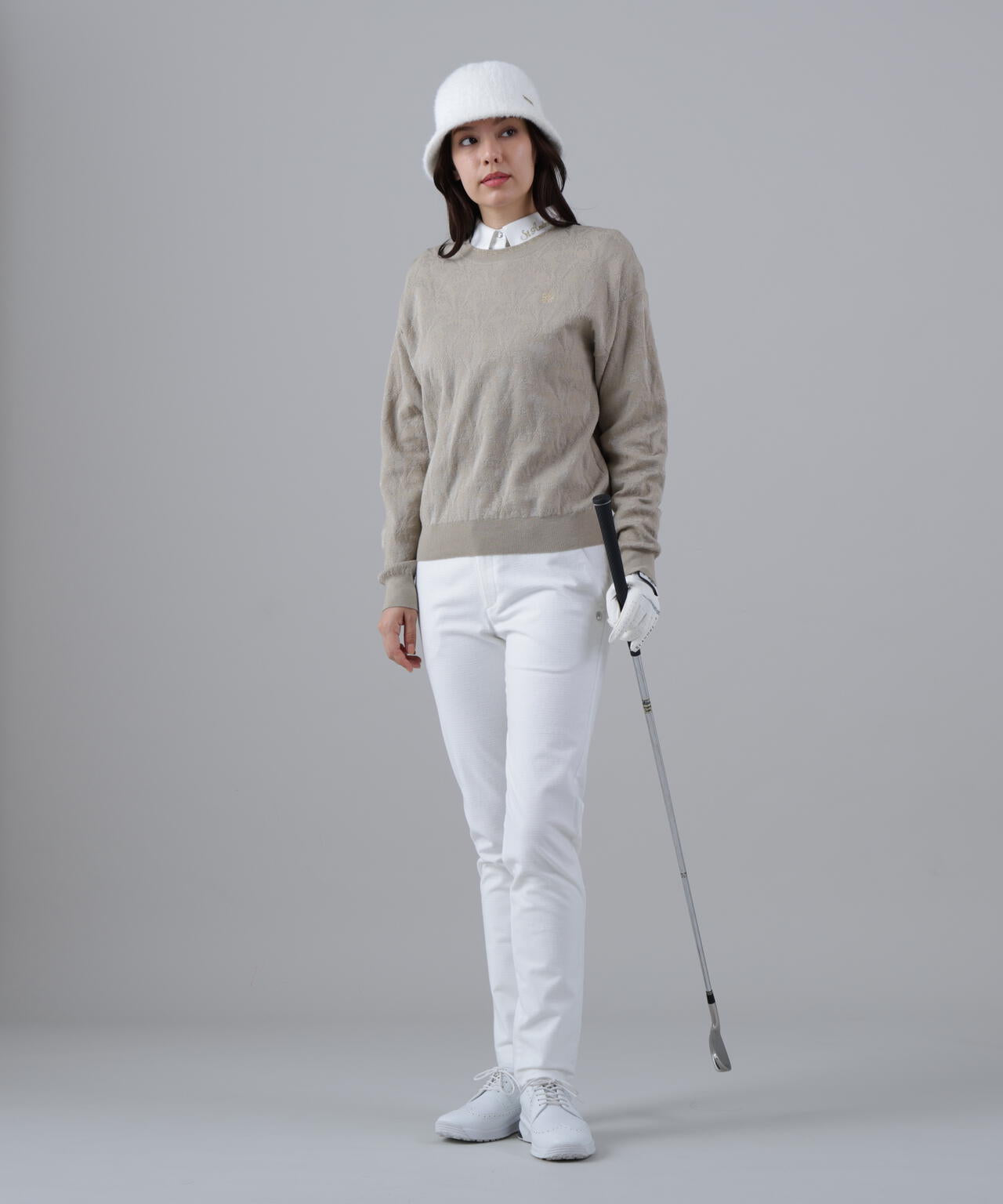 14Gアザミダマスクジャガードクルーネックニットプルオーバー (WOMENS)