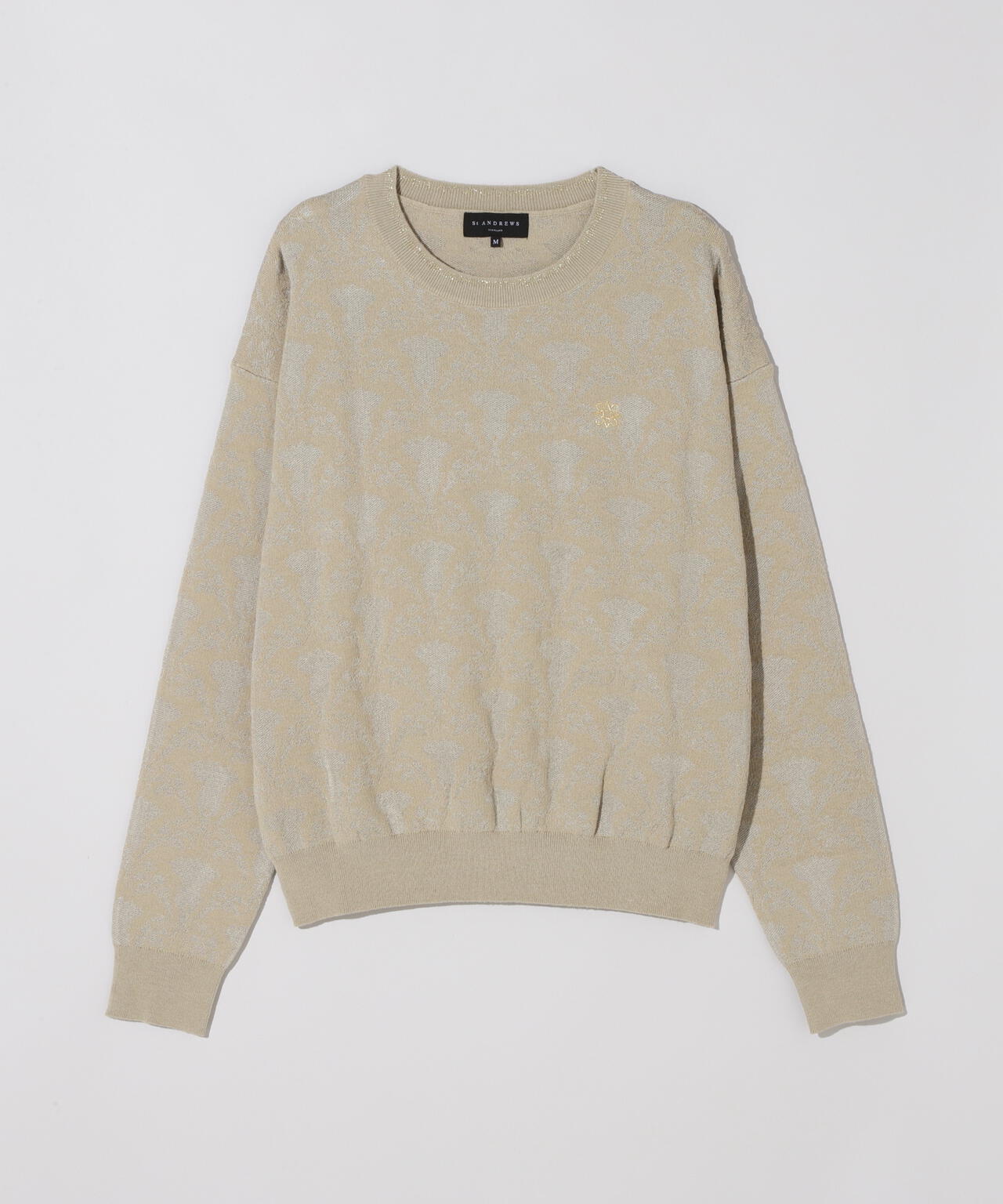 14Gアザミダマスクジャガードクルーネックニットプルオーバー (WOMENS