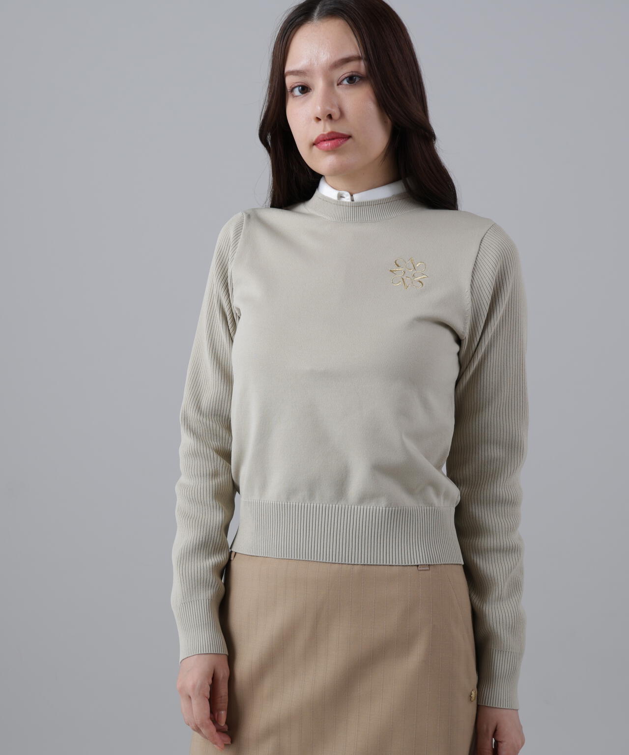14G天竺×リブ クルーネックニットプルオーバー (WOMENS) | St ANDREWS