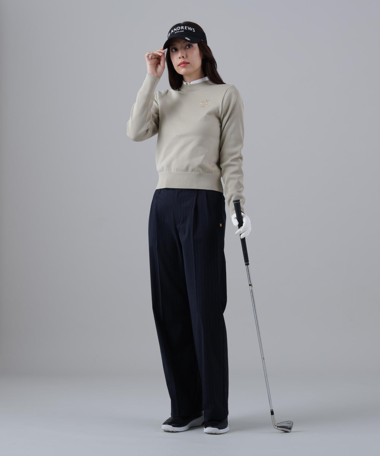 14G天竺×リブ クルーネックニットプルオーバー (WOMENS) | St ANDREWS
