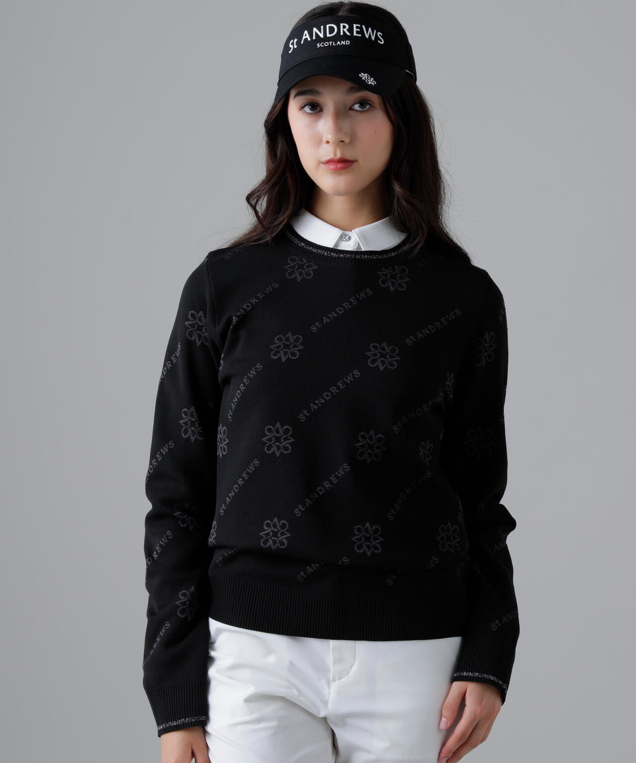 14Gロゴケルトジャガードクルーネックニットプルオーバー (WOMENS