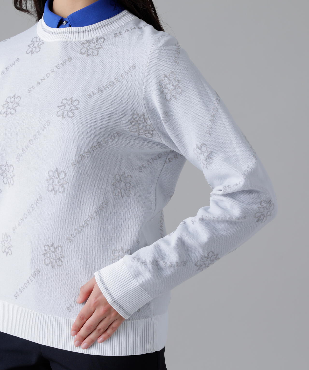 14Gロゴケルトジャガードクルーネックニットプルオーバー