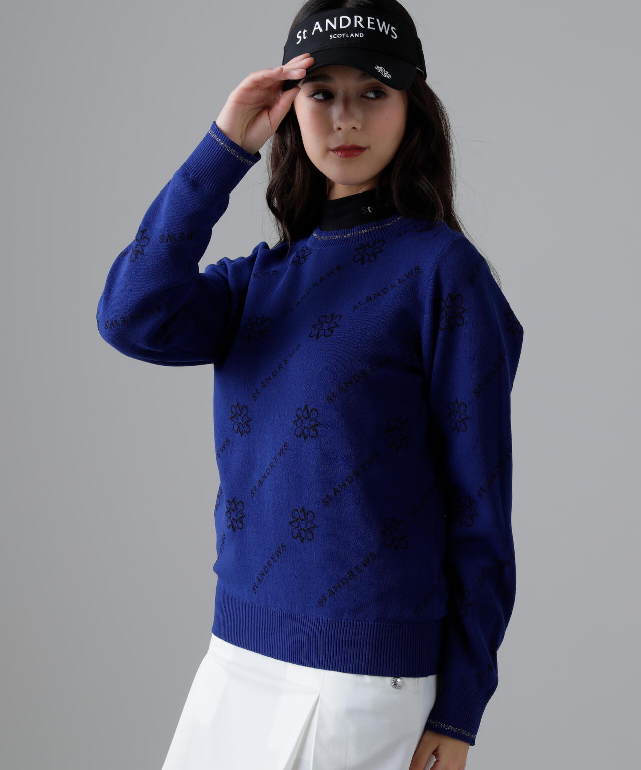 St Andrews ケルトプルオーバーニット 14Gロゴケルトジャガードクルーネックニットプルオーバー (WOMENS